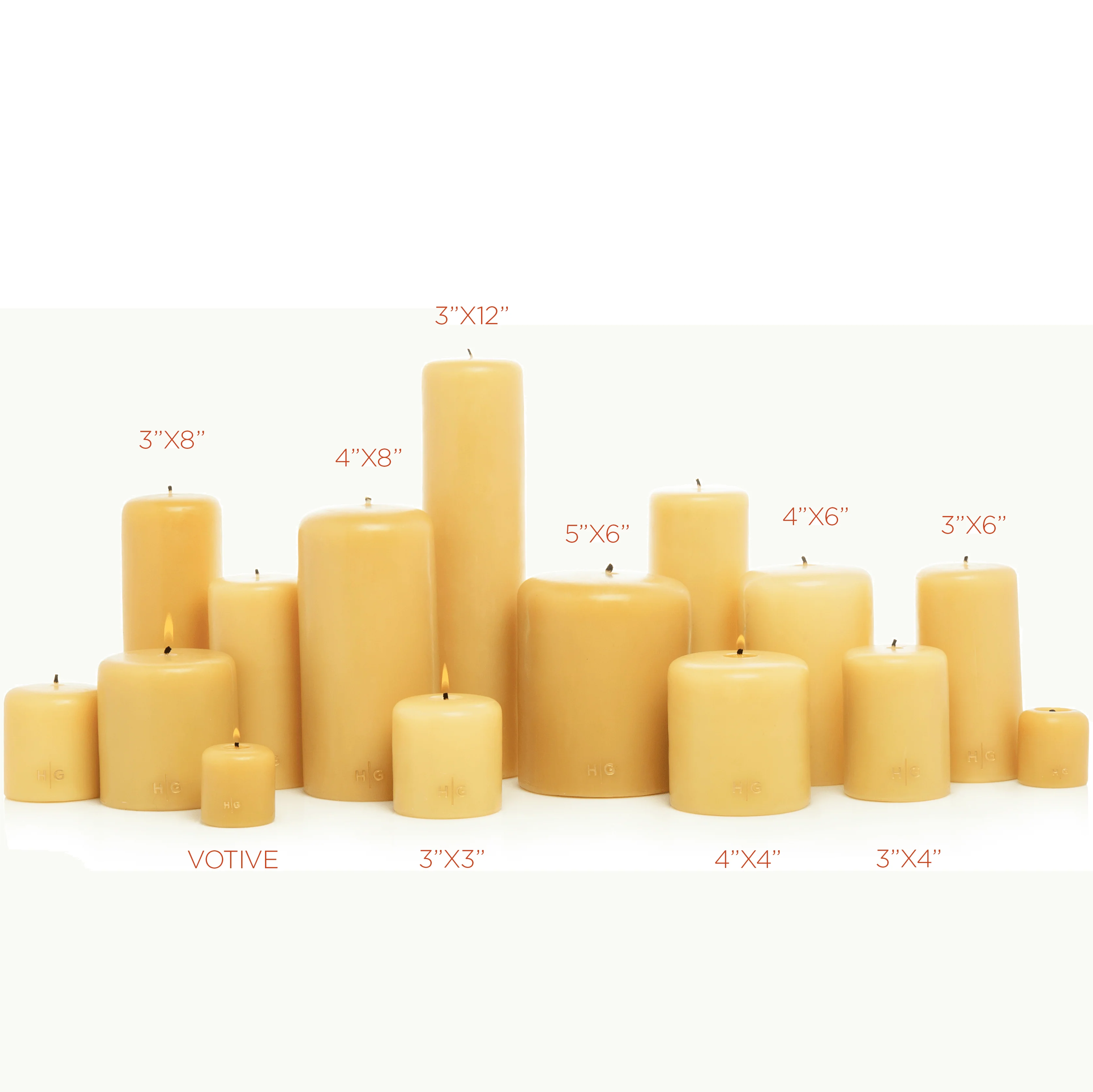 HG Amber Unscented Pillar Candle, 3"x3" - Image 5