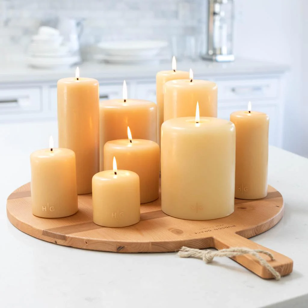HG Amber Unscented Pillar Candle, 3"x4" - Image 4