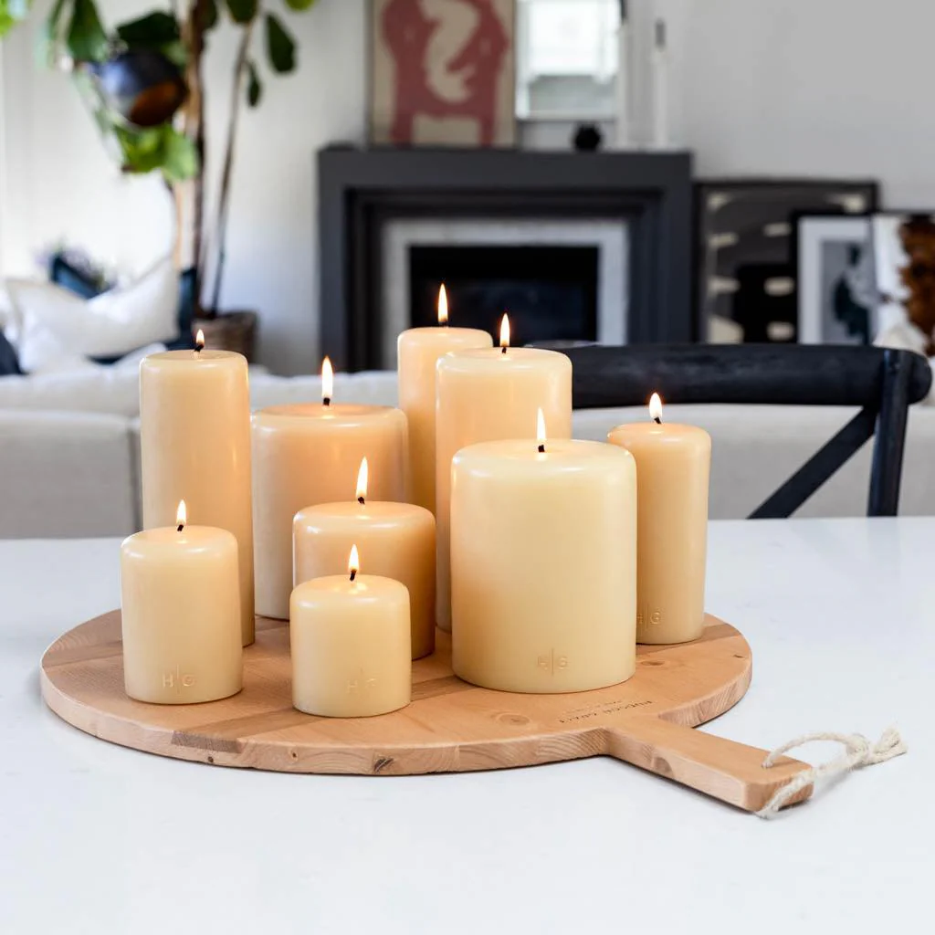 HG Amber Unscented Pillar Candle, 3"x4" - Image 6
