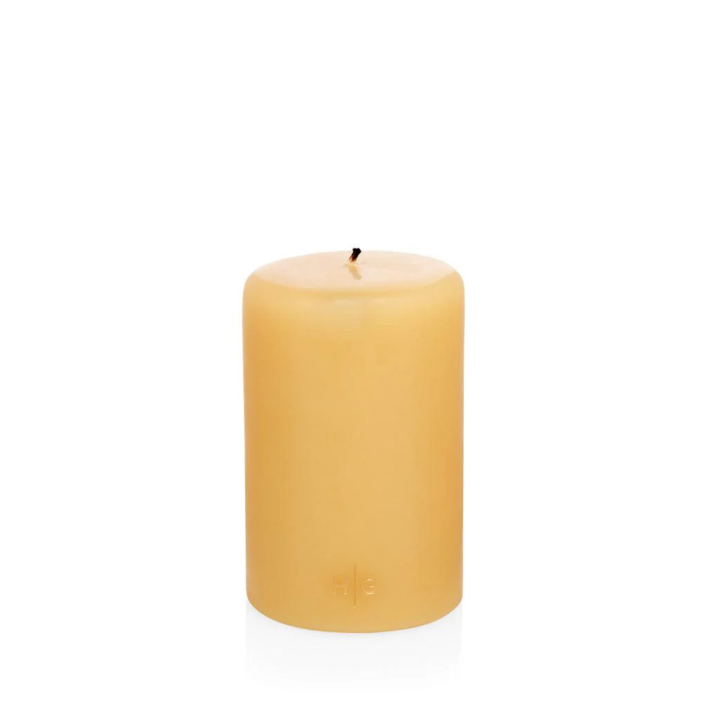 HG Amber Unscented Pillar Candle, 4"x6" - Image 3
