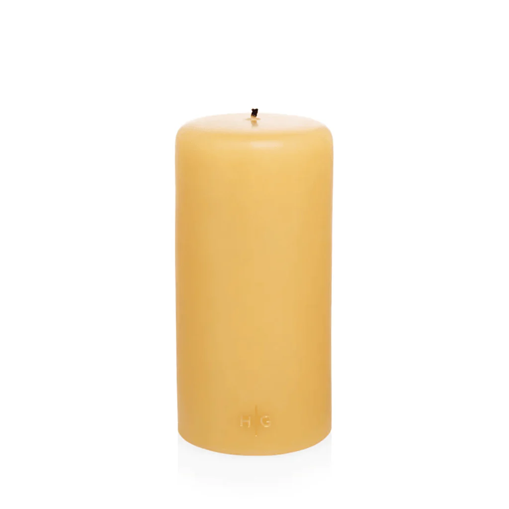 HG Amber Unscented Pillar Candle, 4"x8" - Image 3