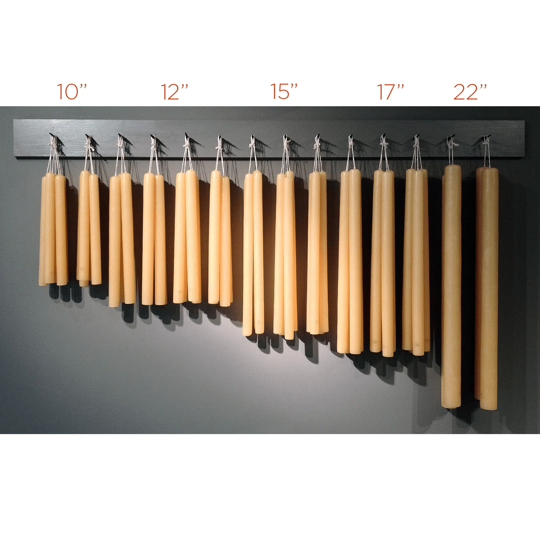 HG Amber Unscented 10" Taper Candle Bundle, Set of 5 - Image 2