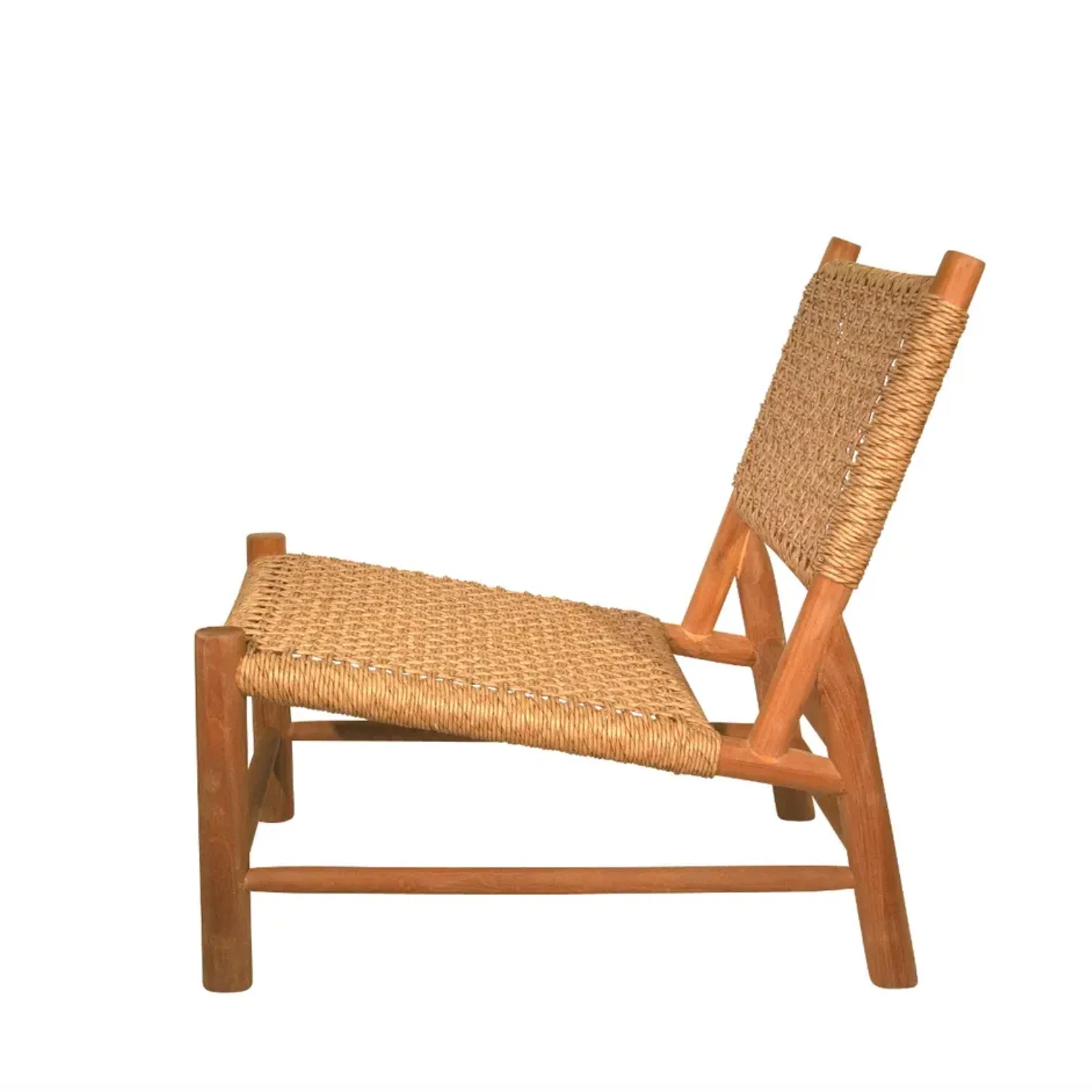 Andrea Woven Teak Wood Lounge Chair - Image 3