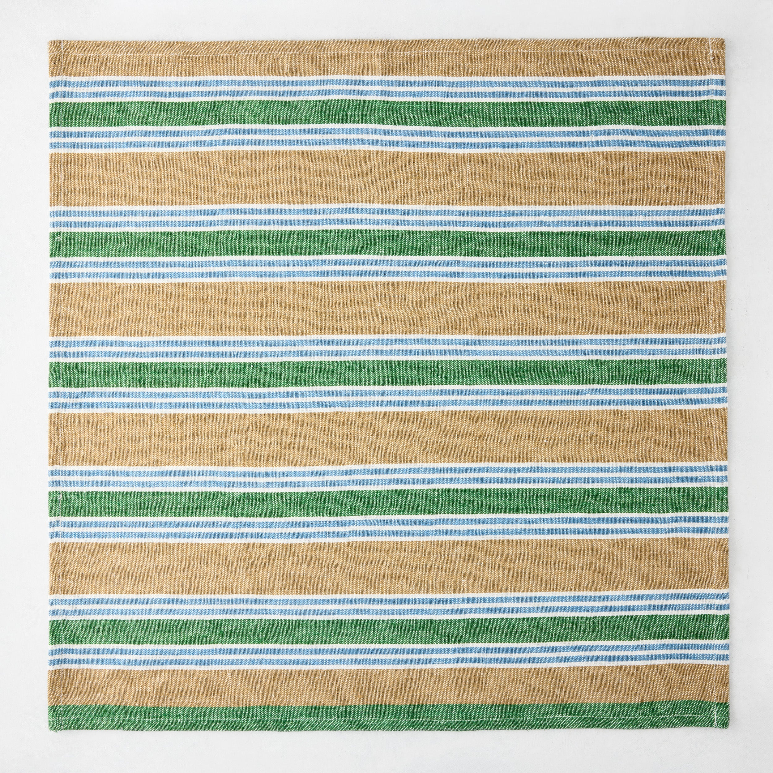 Bennett Khaki and Green Mixed Stripe Cotton Napkin - Image 2