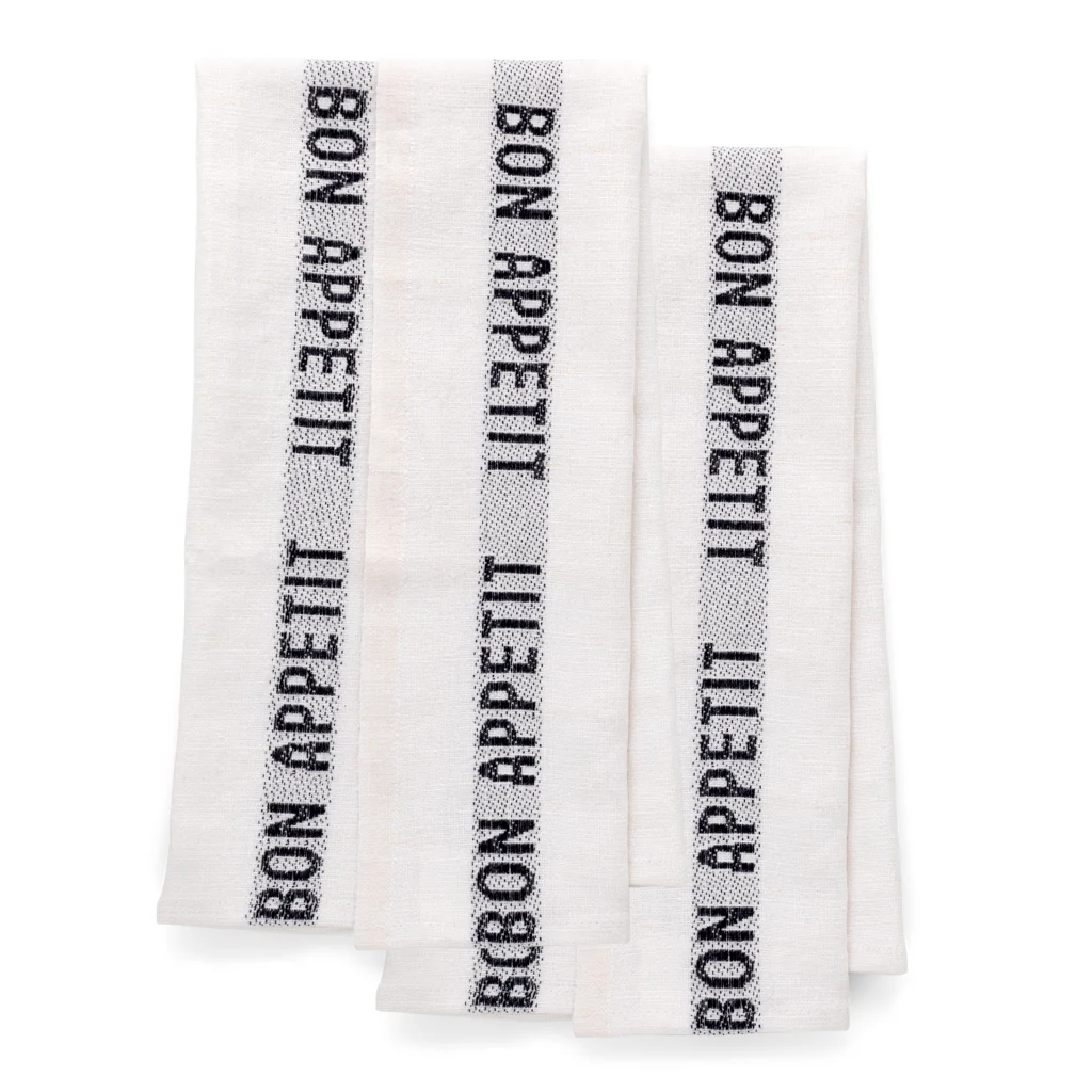 Black "Bon Appetit" Hand Towels, Set of 2 - Image 4