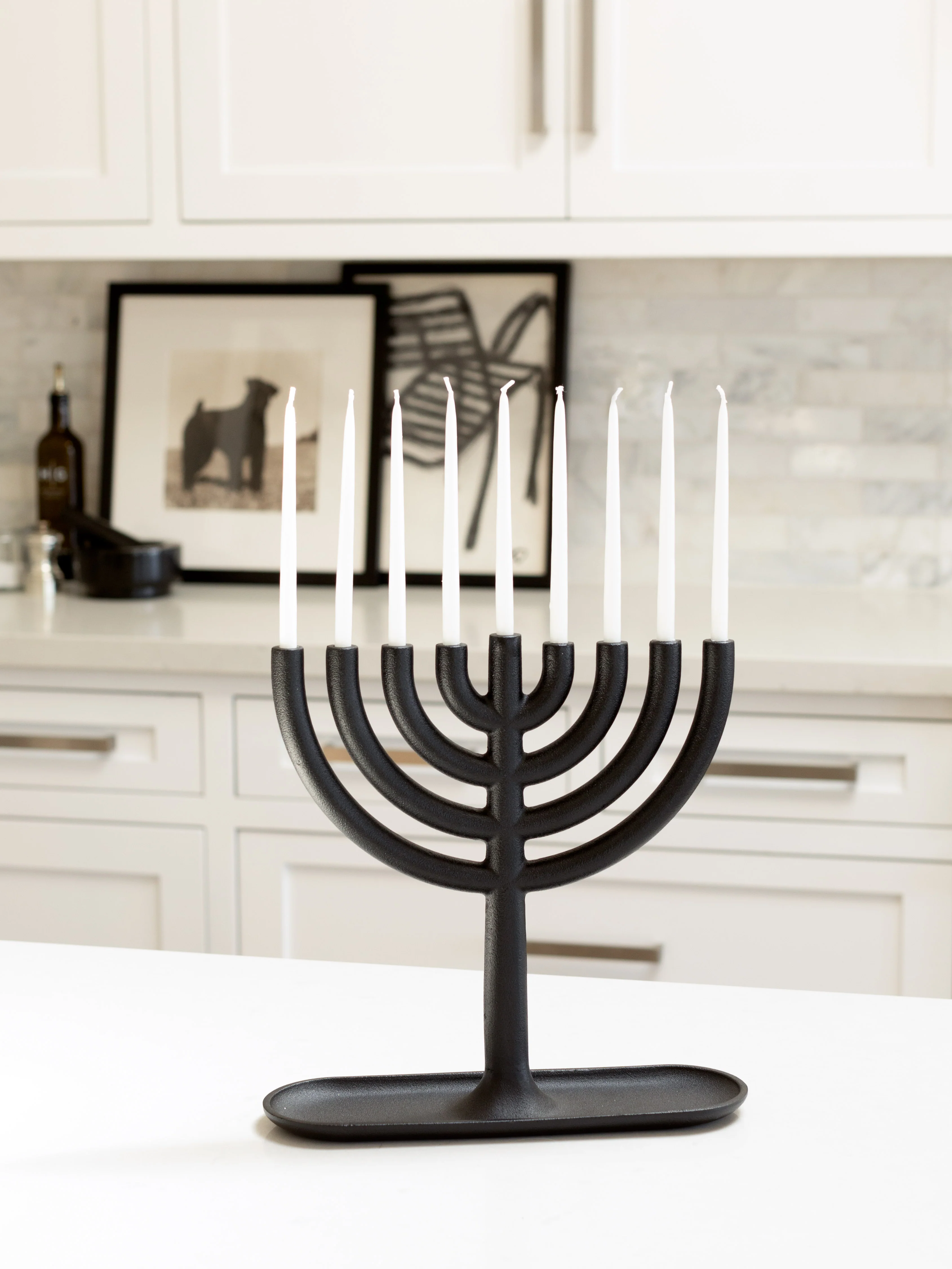 Black Cast Iron Hanukkah Menorah - Image 5