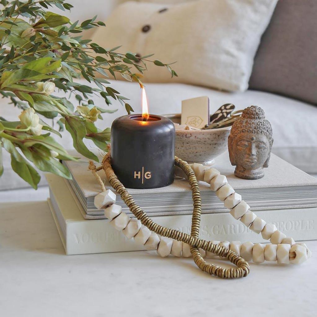 HG Black Unscented Pillar Candle, 3"x3" - Image 3