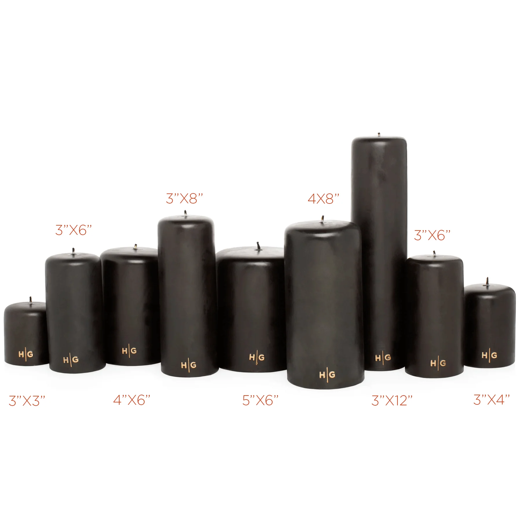 HG Black Unscented Pillar Candle, 3"x3" - Image 5