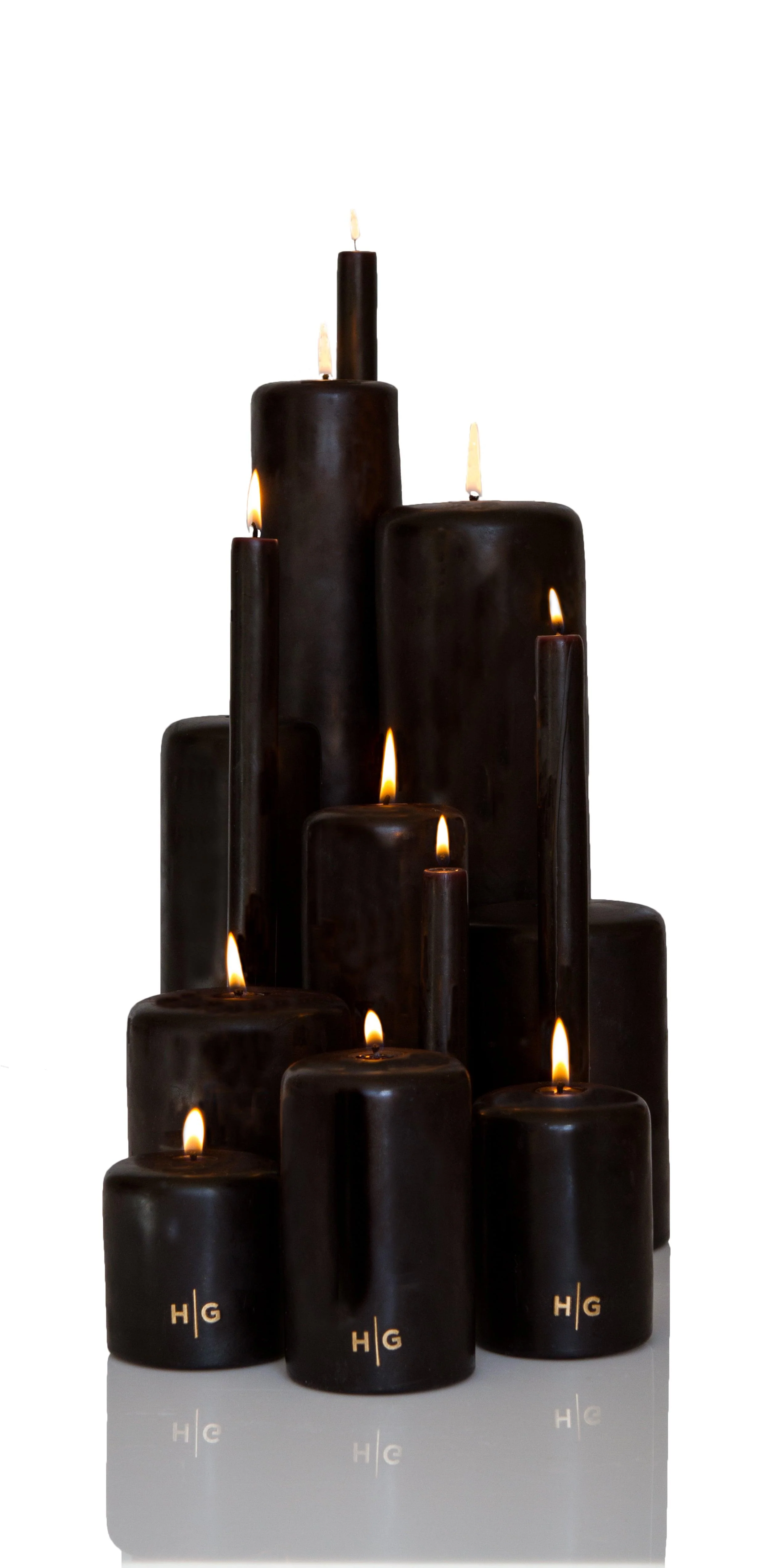 HG Black Unscented Pillar Candle, 3"x3" - Image 6