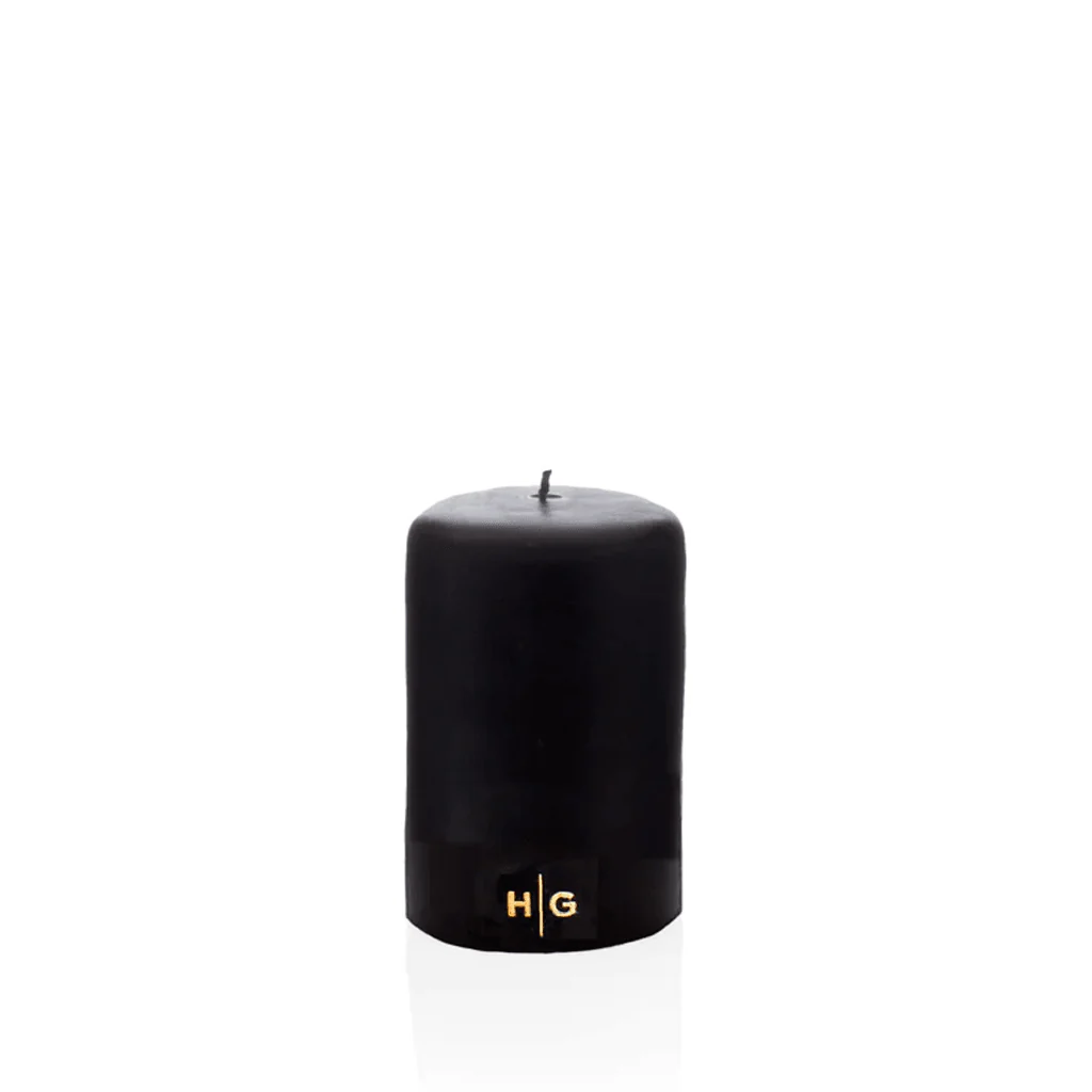 HG Black Unscented Pillar Candle, 3"x4" - Image 2