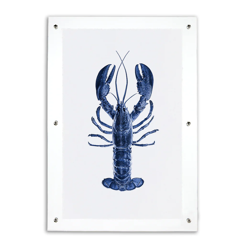 Blue Maine Lobster on English Watercolor Wall Art Print - Image 2