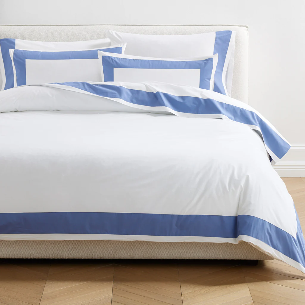 Blue Wide-Band Percale Pillowcases, Set of 2 - Image 3