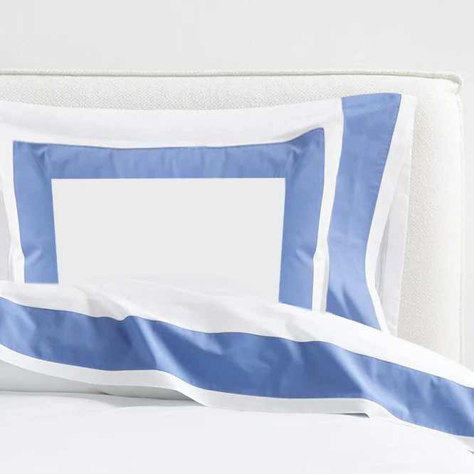 Blue Wide-Band Percale Pillow Shams, Set of 2 - Image 3