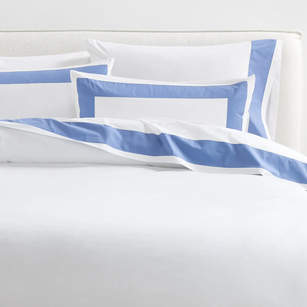 Blue Wide-Band Percale Pillow Shams, Set of 2 - Image 4