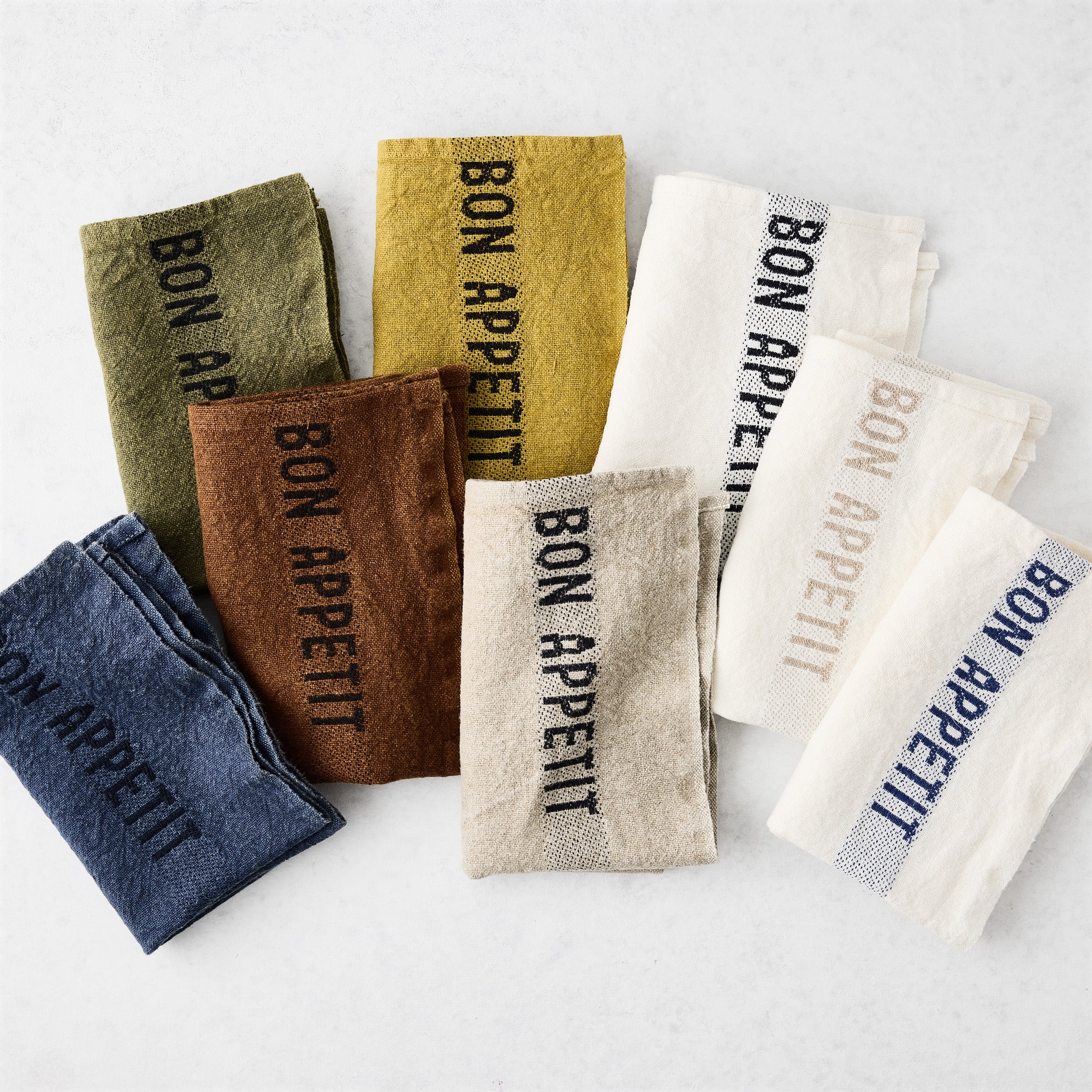Black "Bon Appetit" Havane Brown Linen Napkin - Image 2