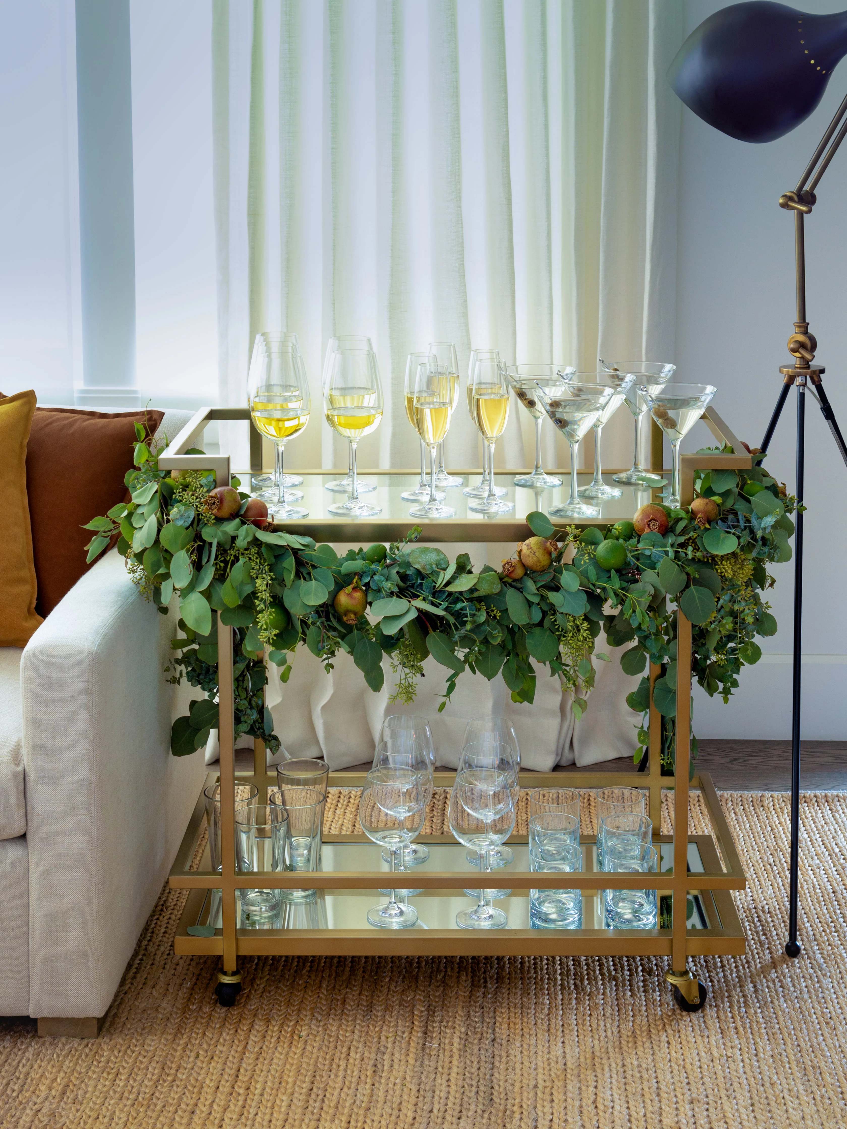 Brentwood Antique Brass Bar Cart - Image 4