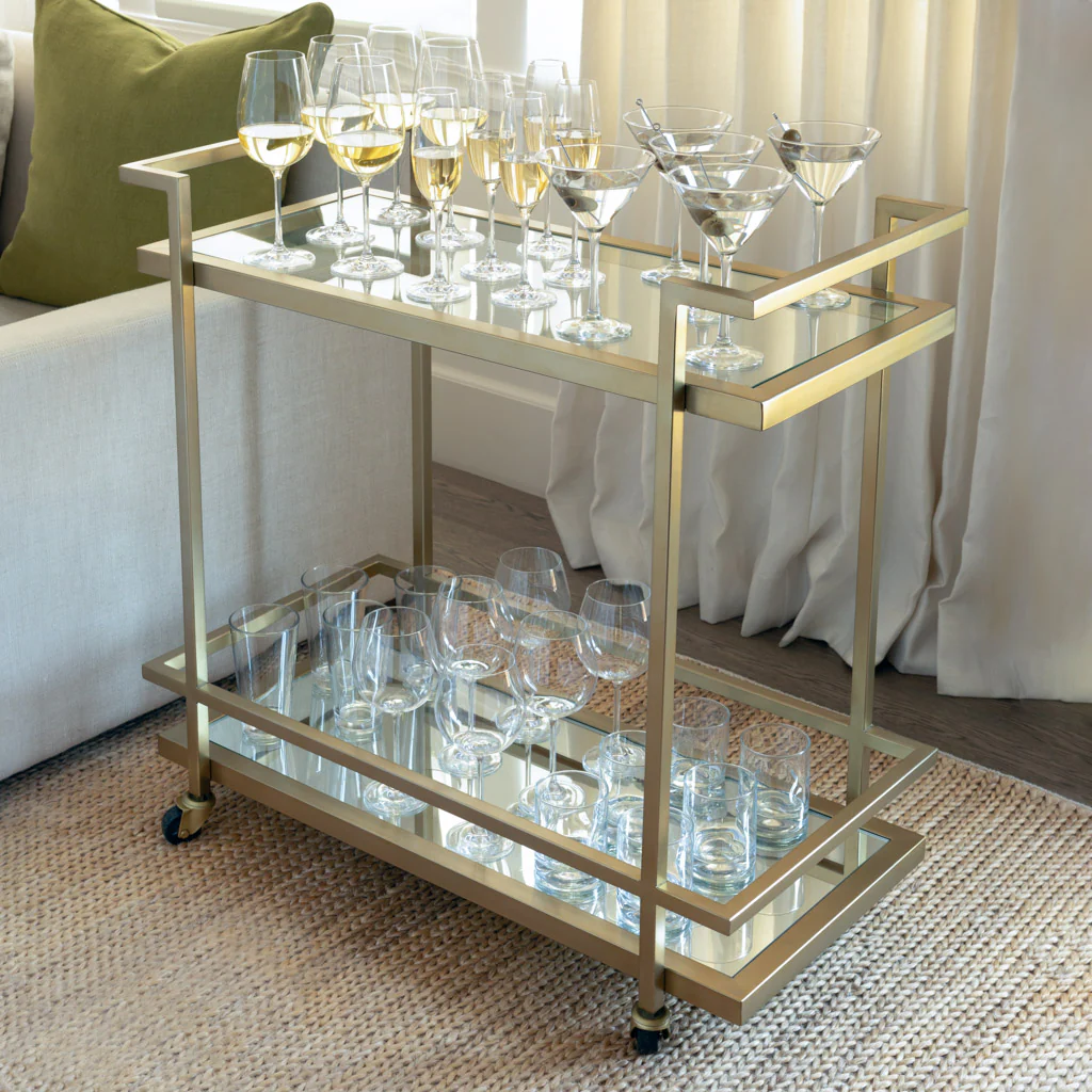 Brentwood Antique Brass Bar Cart - Image 5