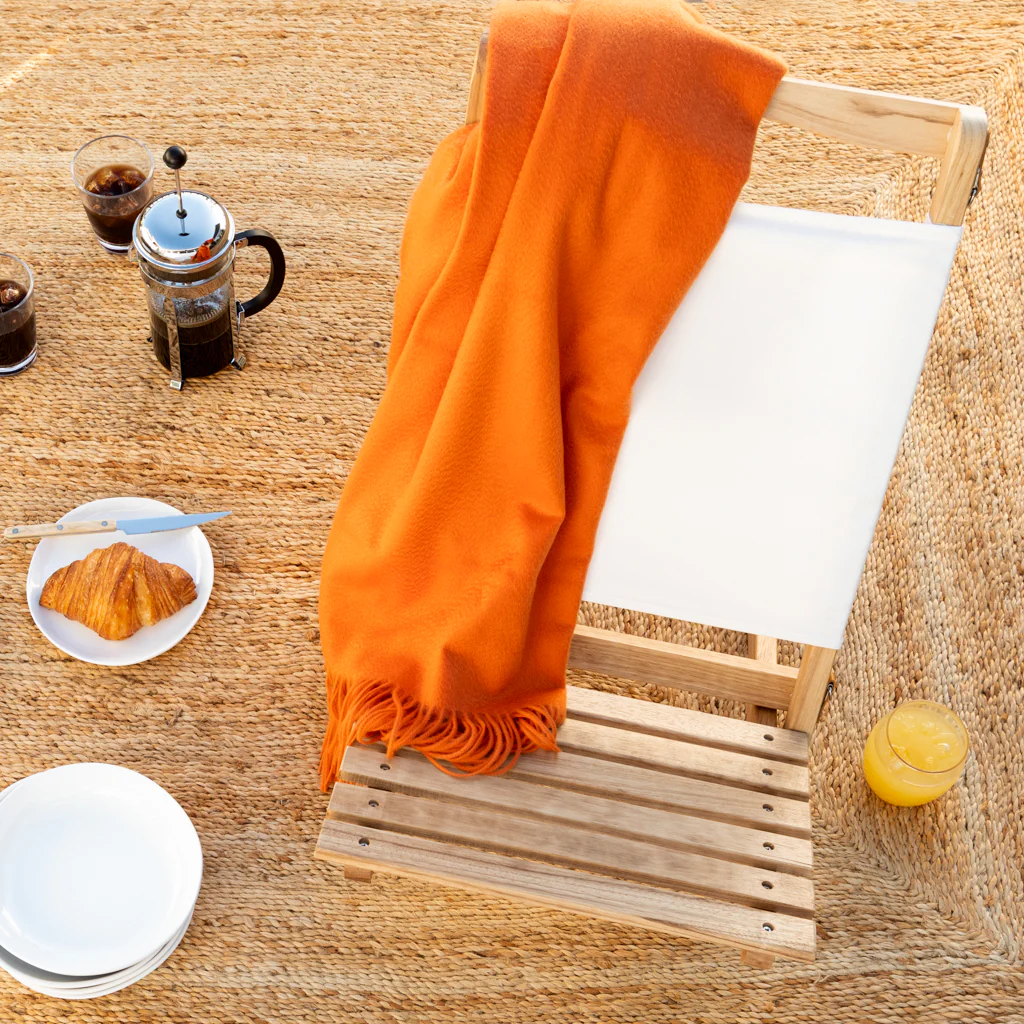 Bright Orange Cashmere Throw Blanket - Image 2