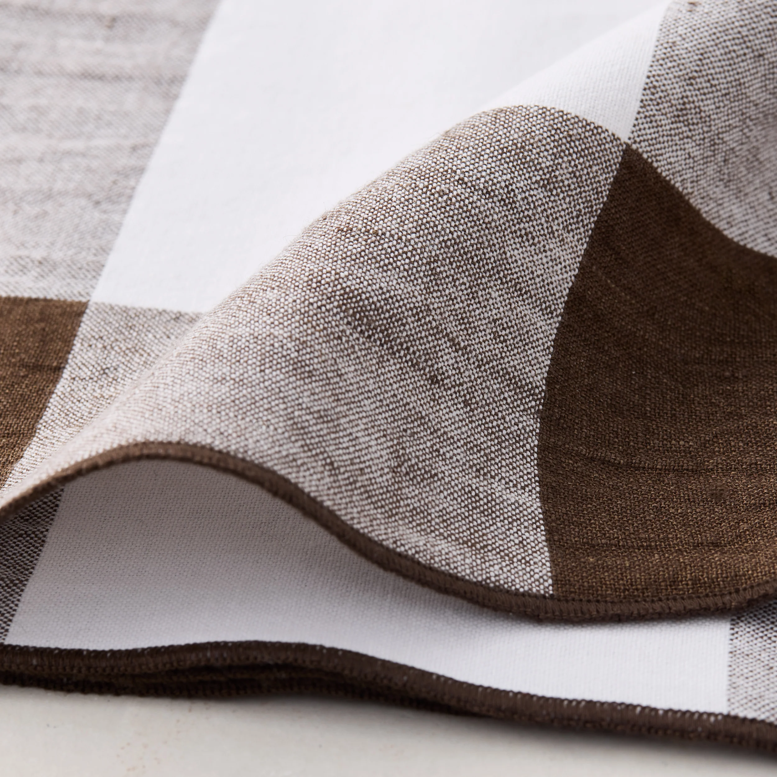 Cocoa Brown Buffalo Check Linen Napkin - Image 2