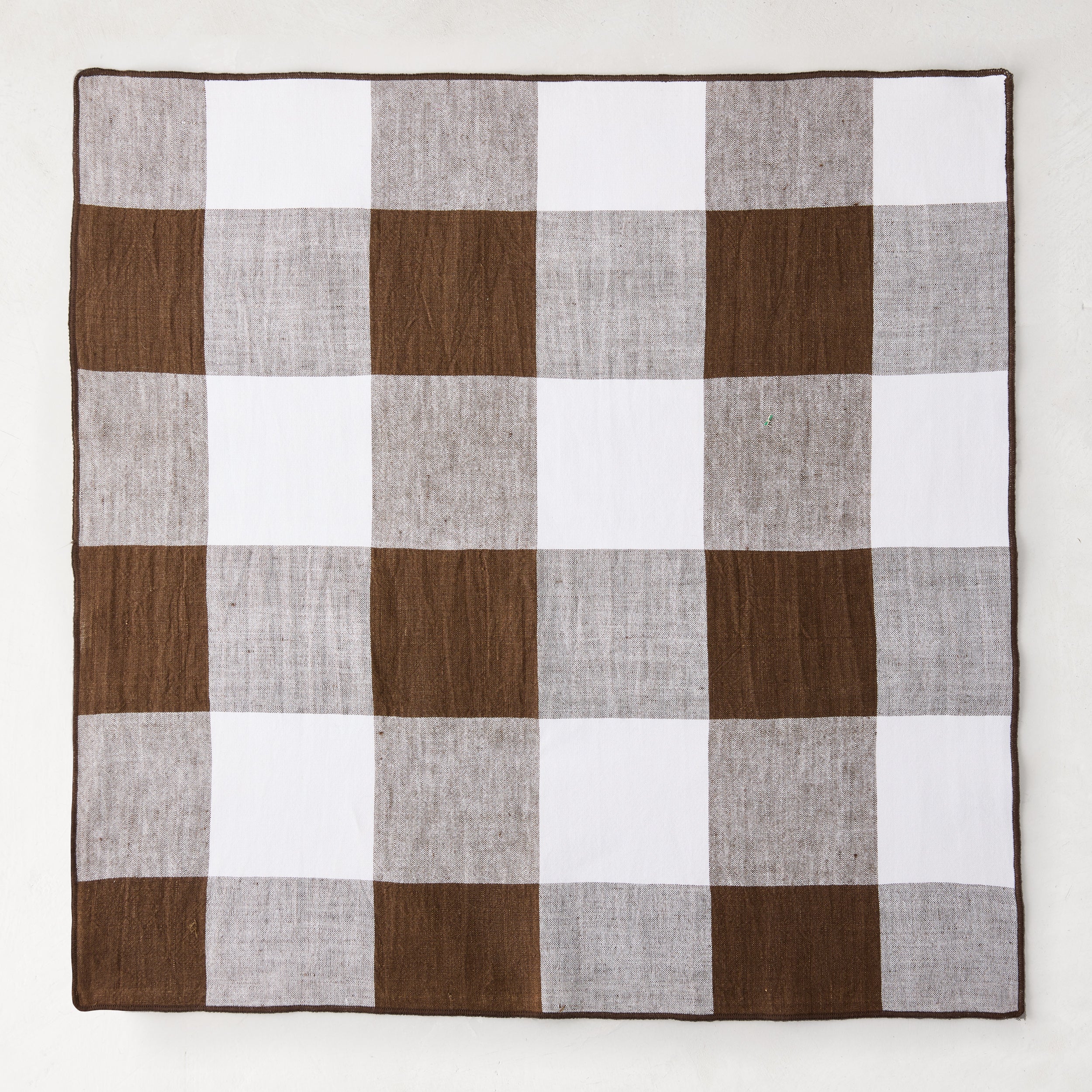 Cocoa Brown Buffalo Check Linen Napkin - Image 3