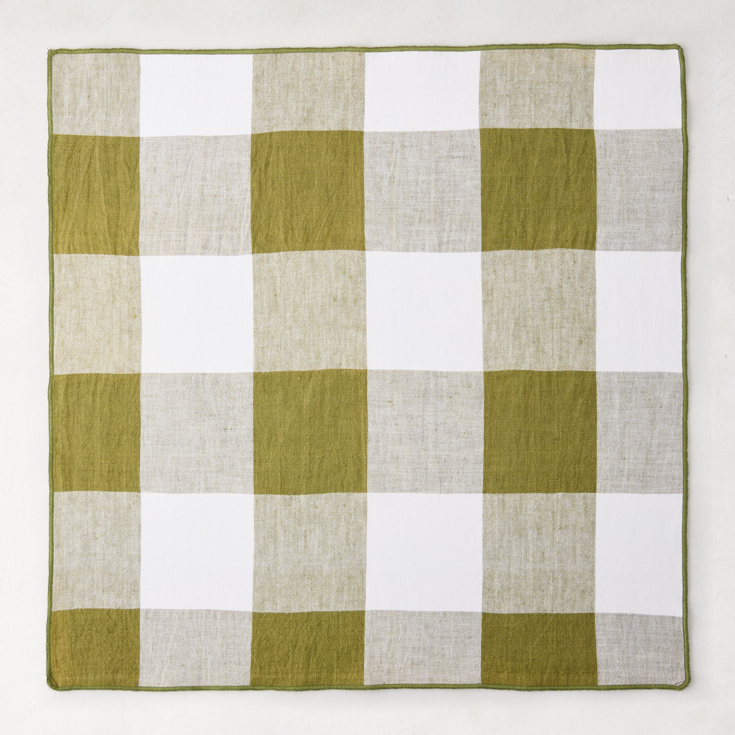Aloe Green Buffalo Check Linen Napkin - Image 3