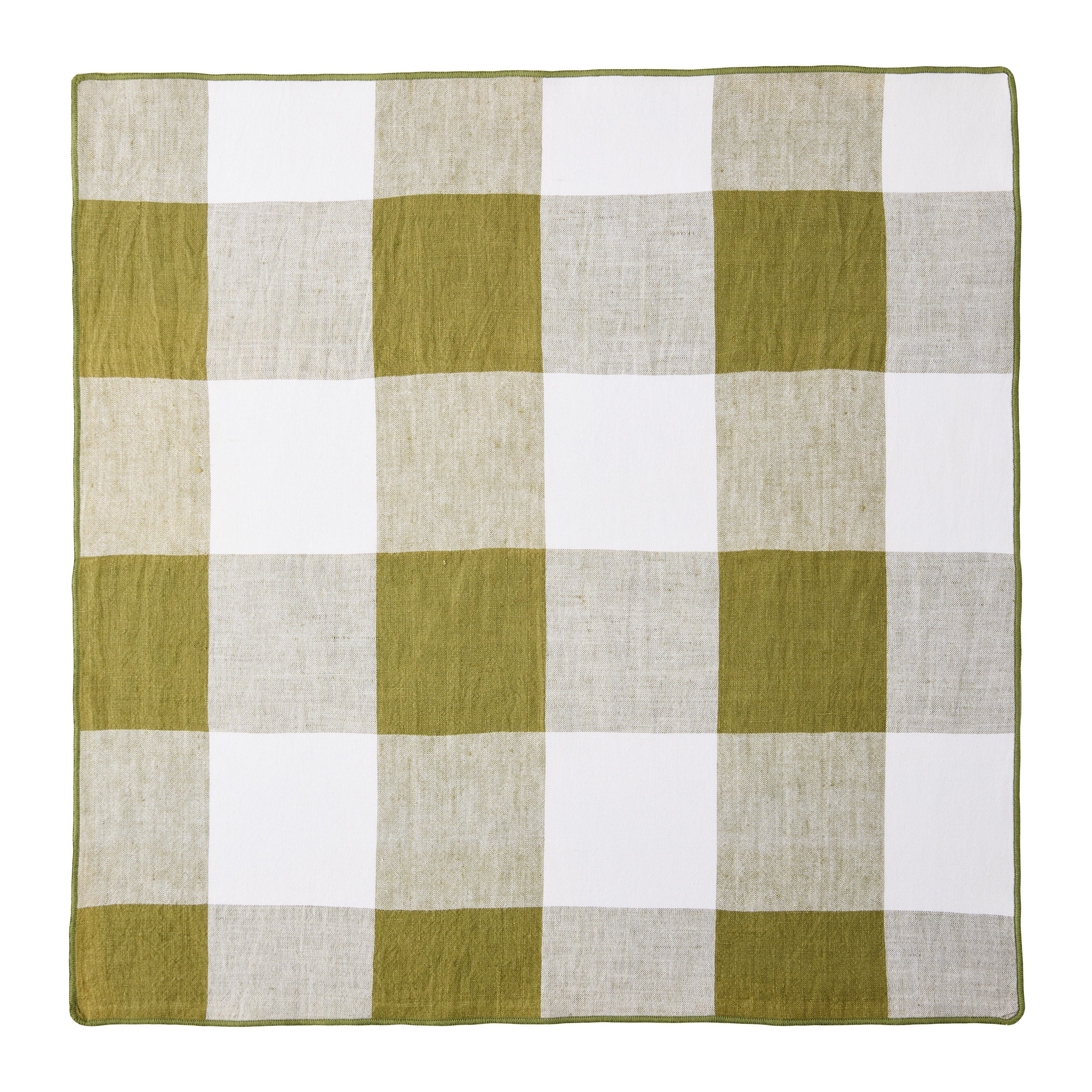 Aloe Green Buffalo Check Linen Napkin - Image 4