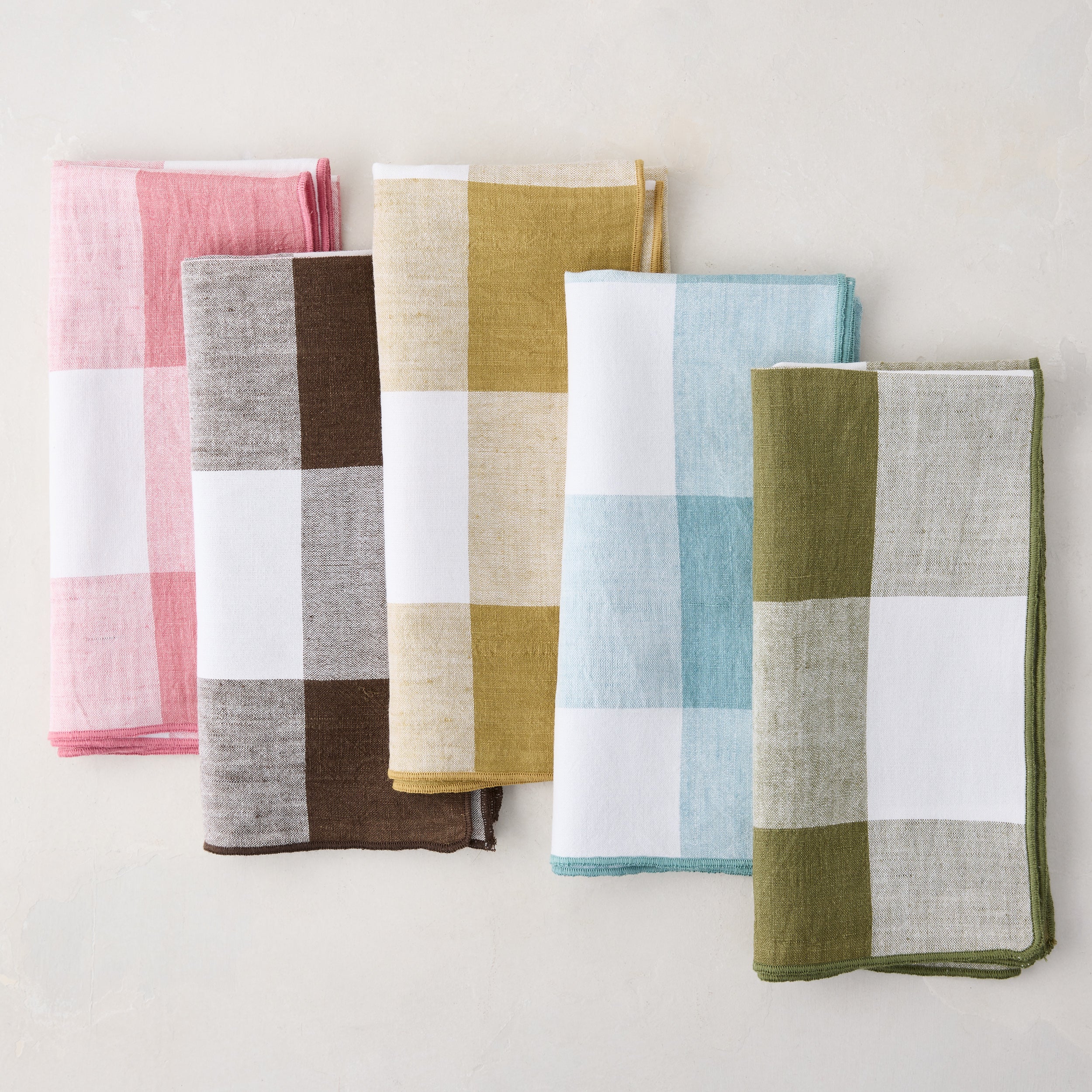 Aloe Green Buffalo Check Linen Napkin - Image 5