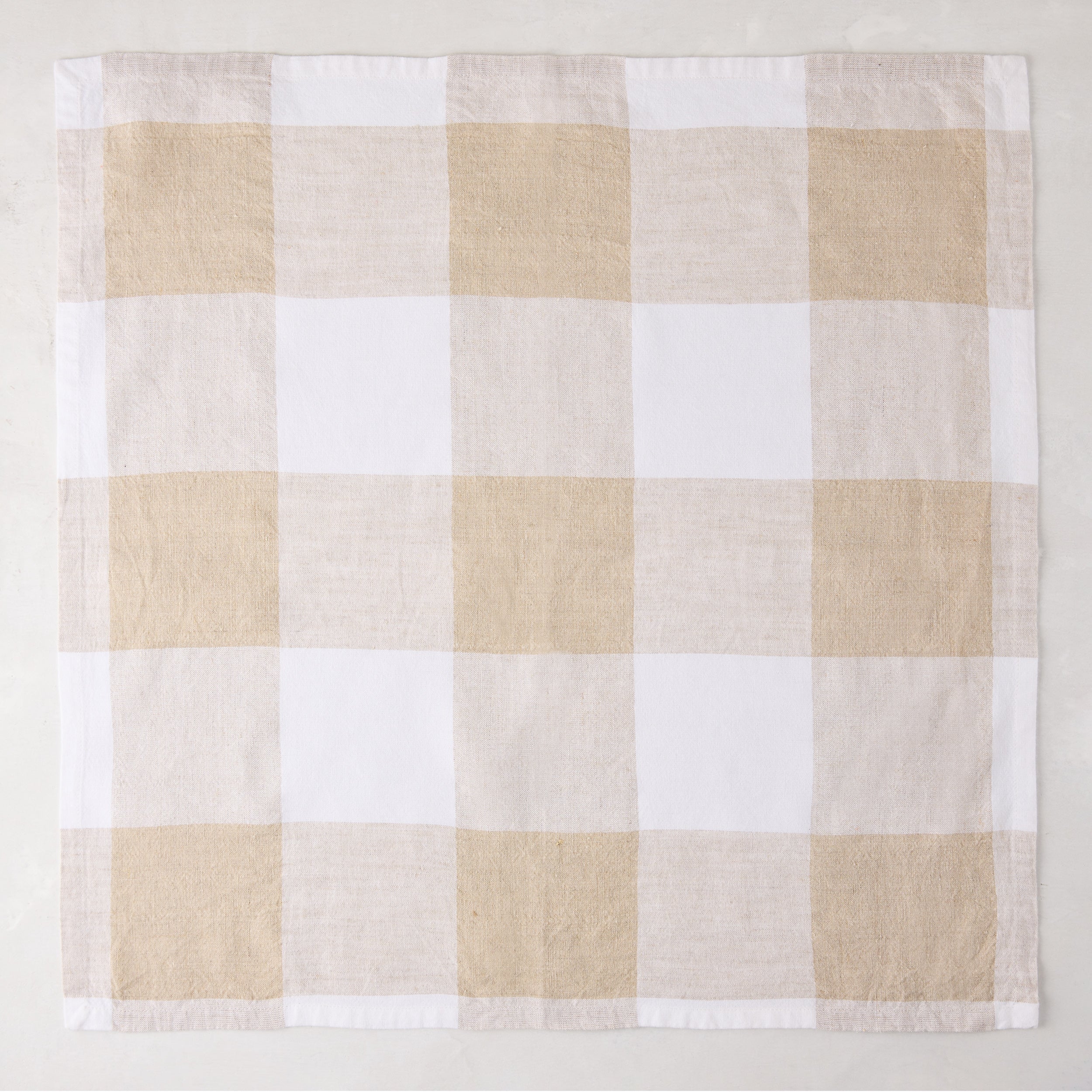 Khaki Buffalo Check Linen Napkin - Image 2