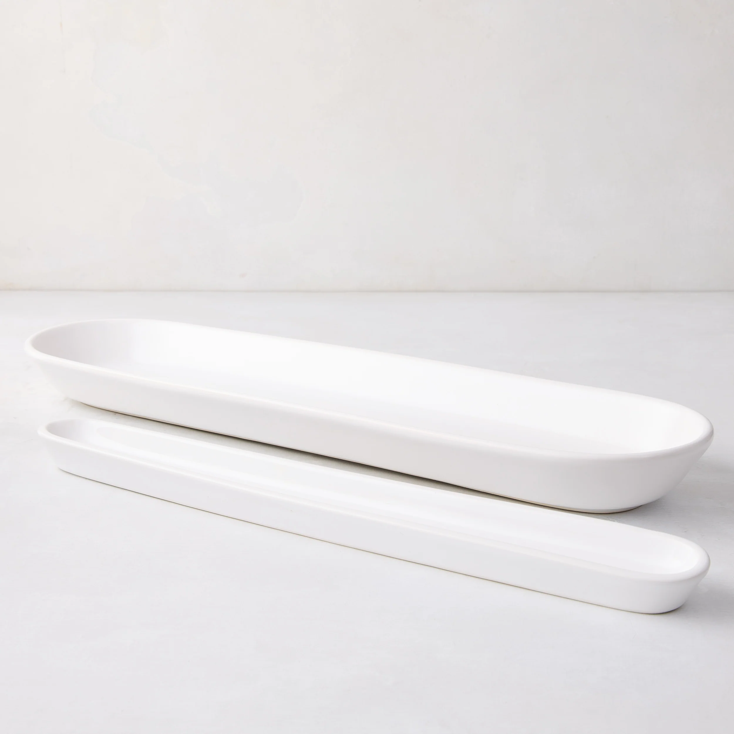 White Ceramic Baguette and Olive Serving Tray Set - Image 3