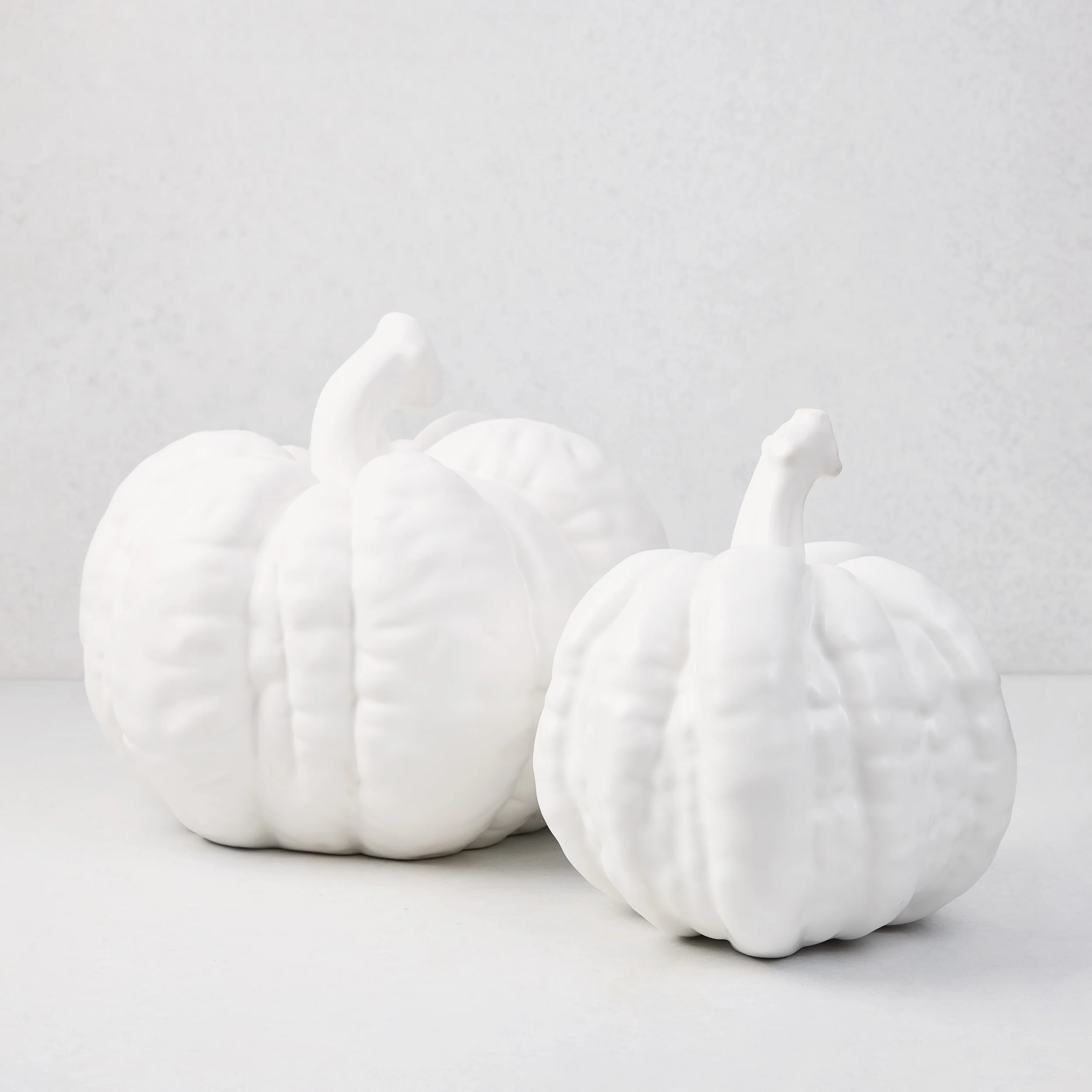 Large Matte White Ceramic Pumpkin - Image 2