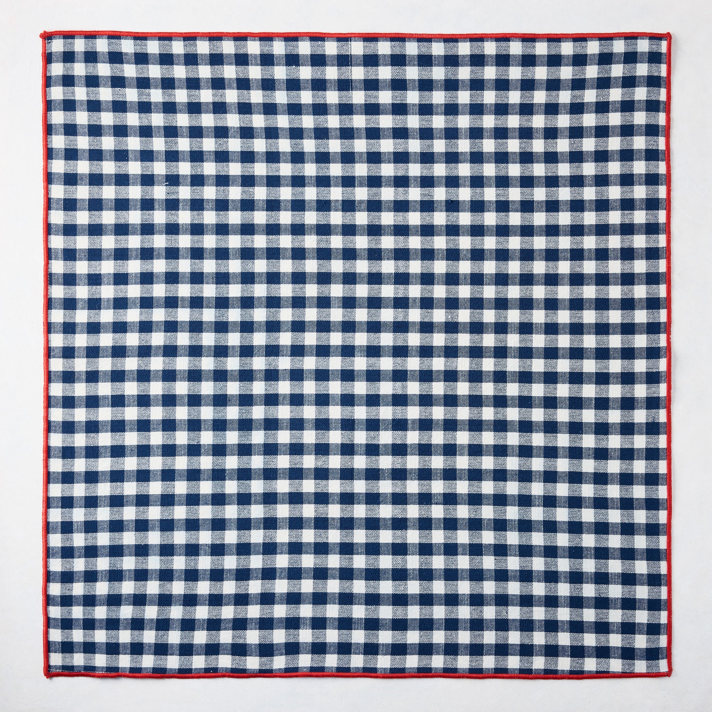 Chatham Navy Blue Gingham Cotton Napkin with Red Trim - Image 2