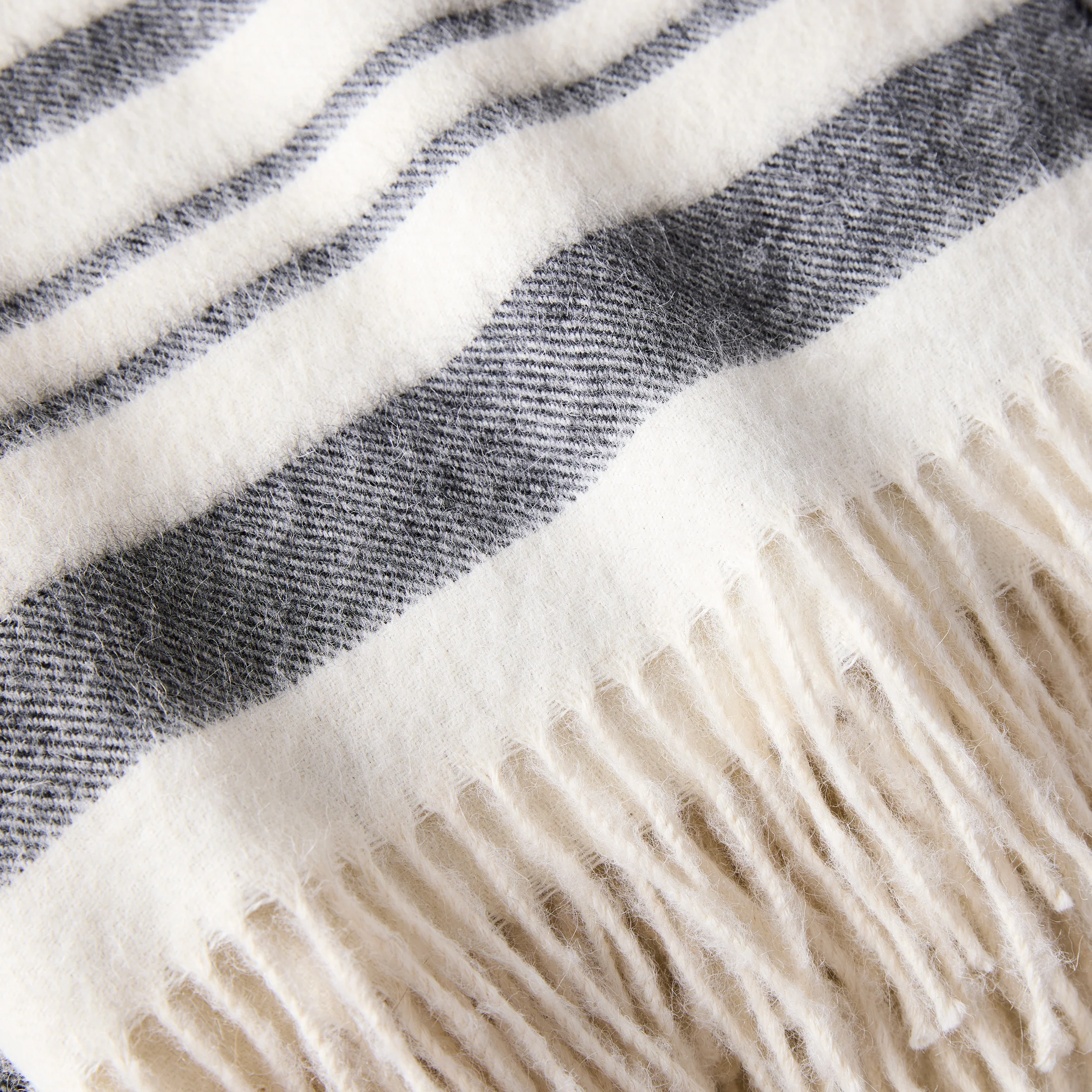 Diane Keaton + Hudson Grace Alpaca Black & White Striped Throw Blanket - Image 3