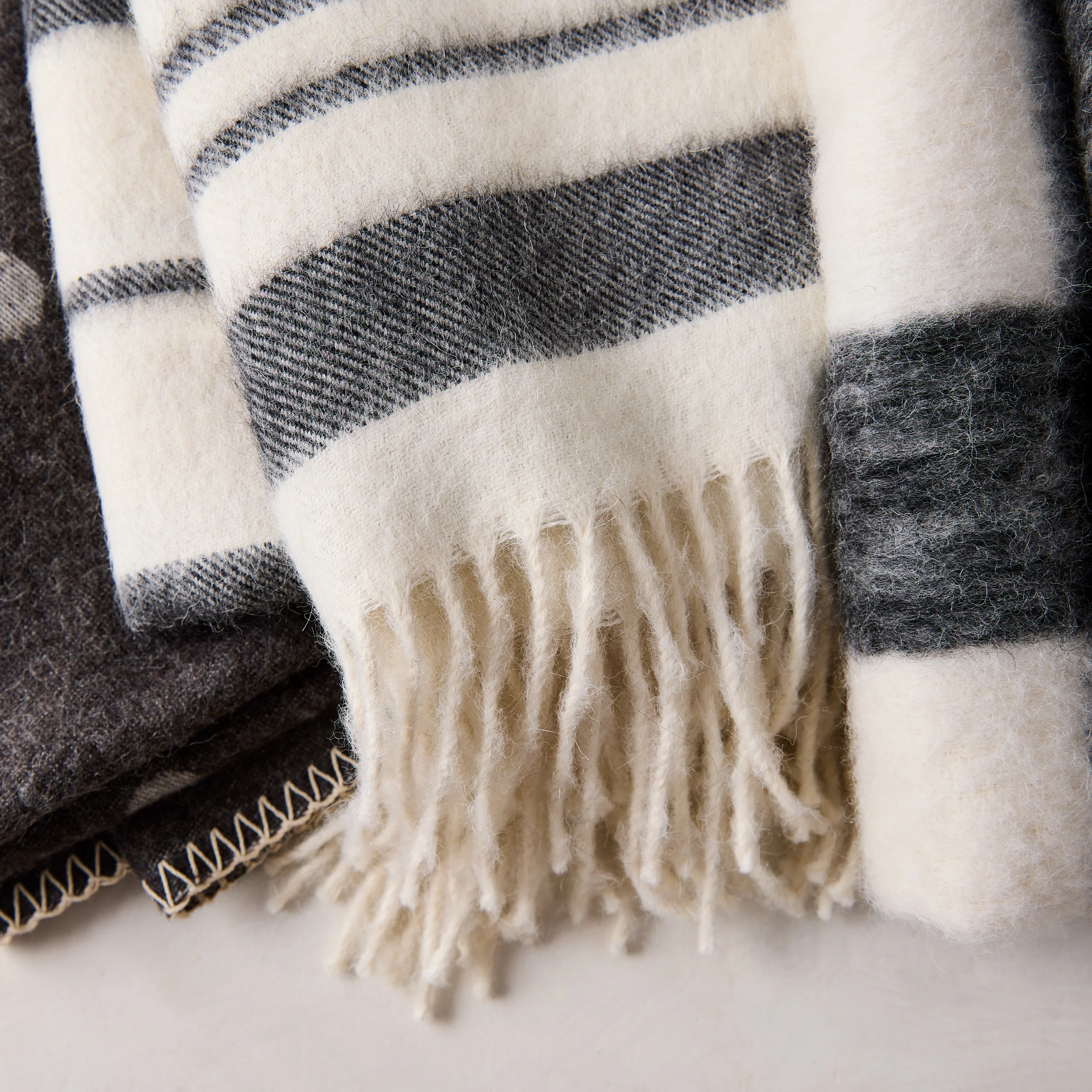 Diane Keaton + Hudson Grace Alpaca Black & White Striped Throw Blanket - Image 4