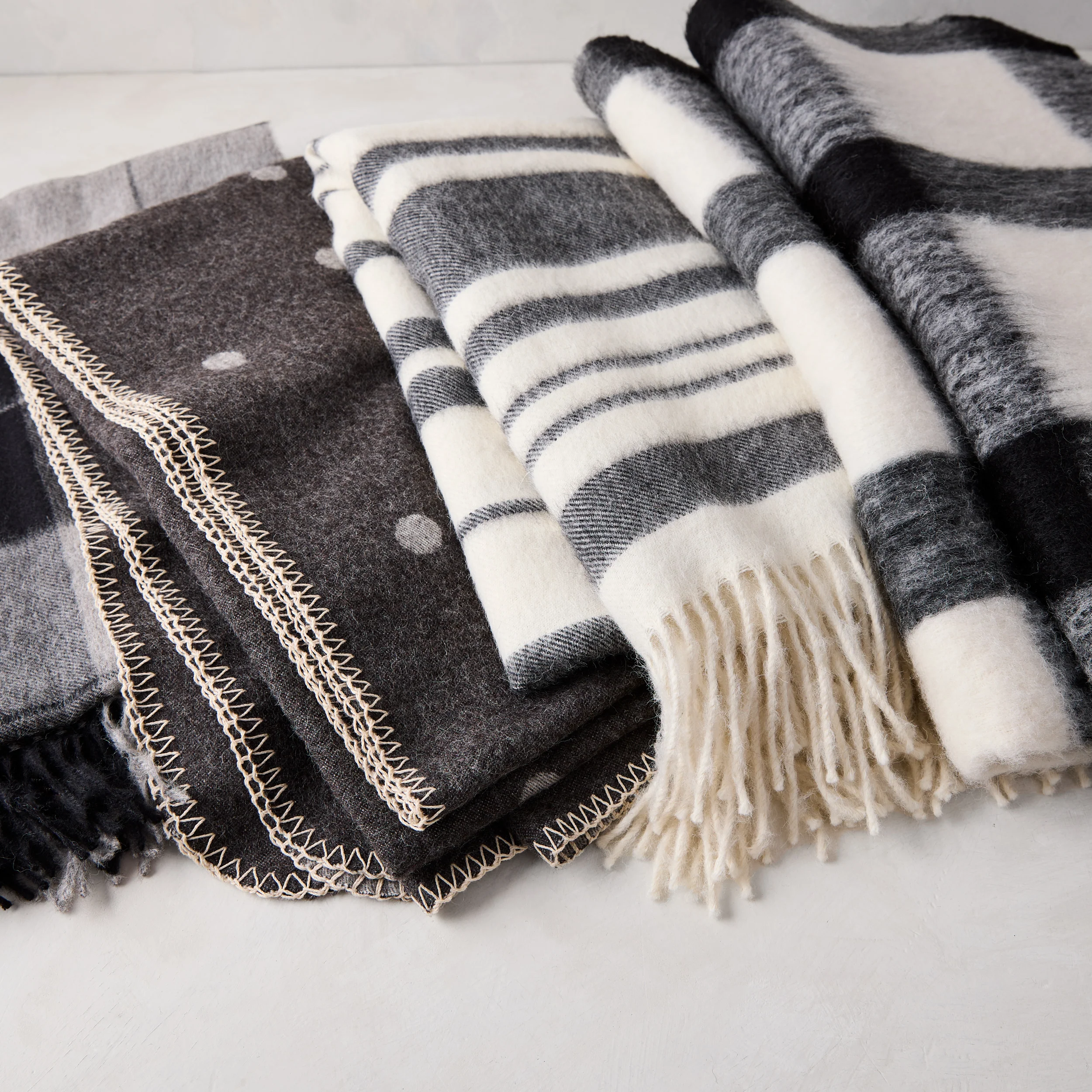 Diane Keaton + Hudson Grace Alpaca Black & White Striped Throw Blanket - Image 5