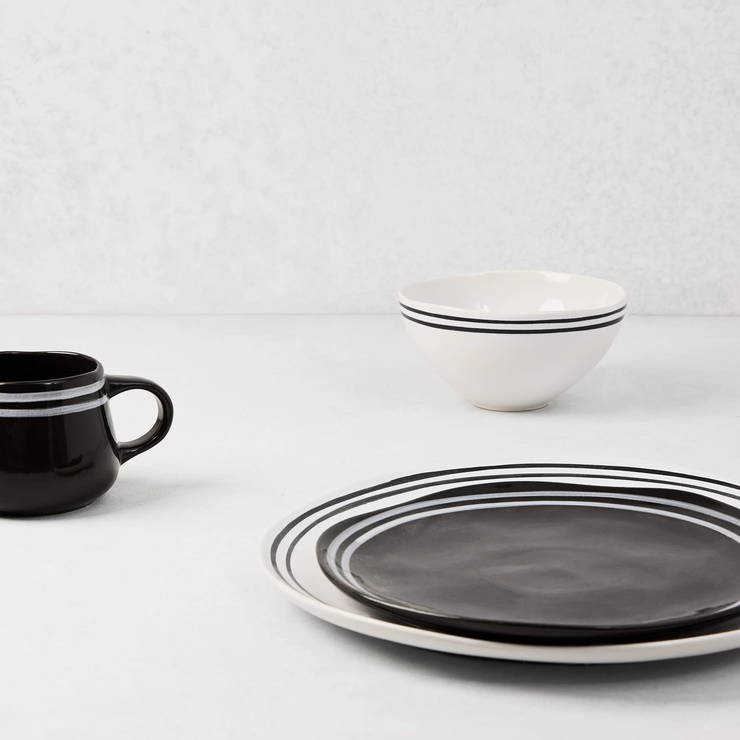 Diane Keaton + Hudson Grace Draft Black Double Stripe Stoneware Bowl - Image 2