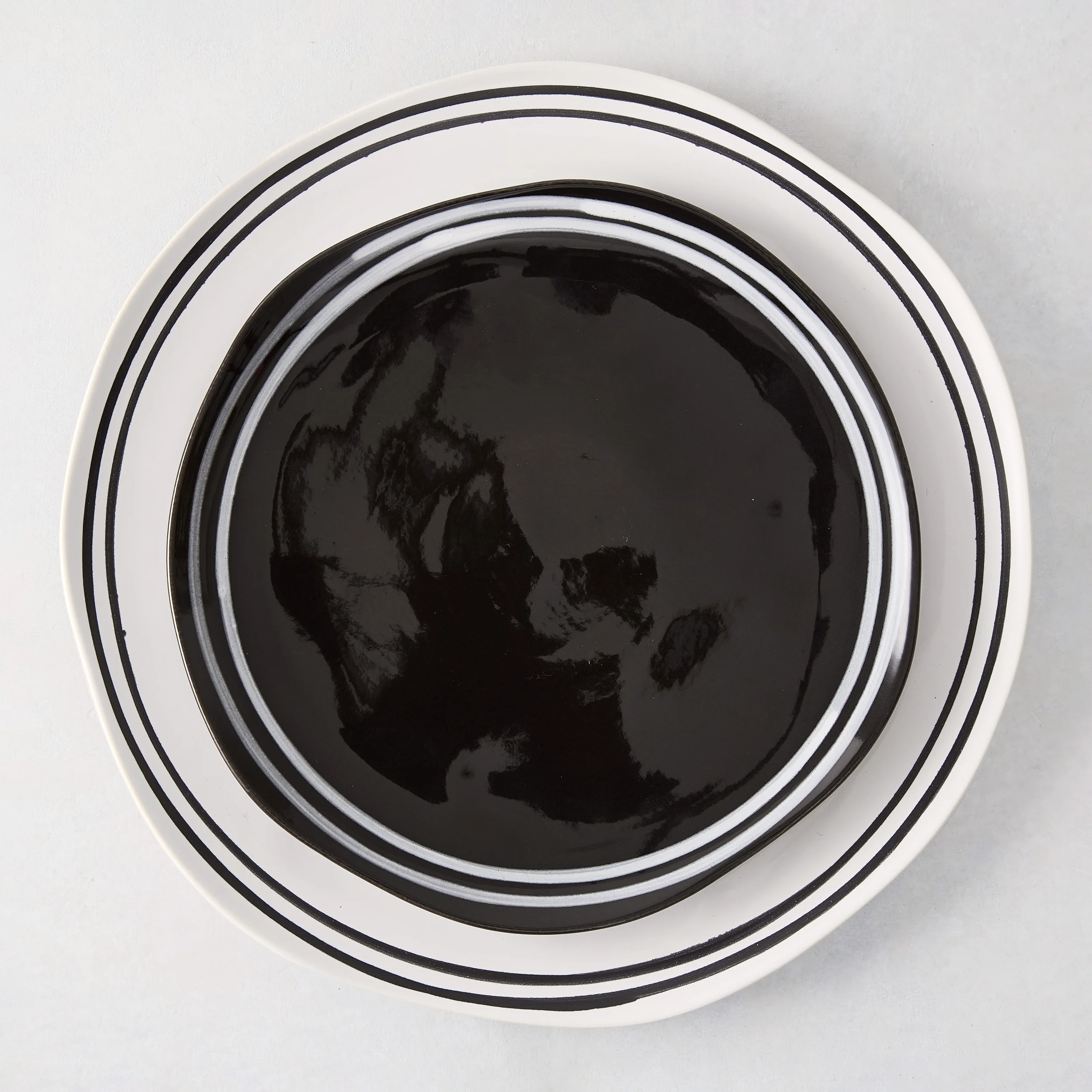 Diane Keaton + Hudson Grace Draft White Double Stripe Stoneware Salad Plate - Image 4