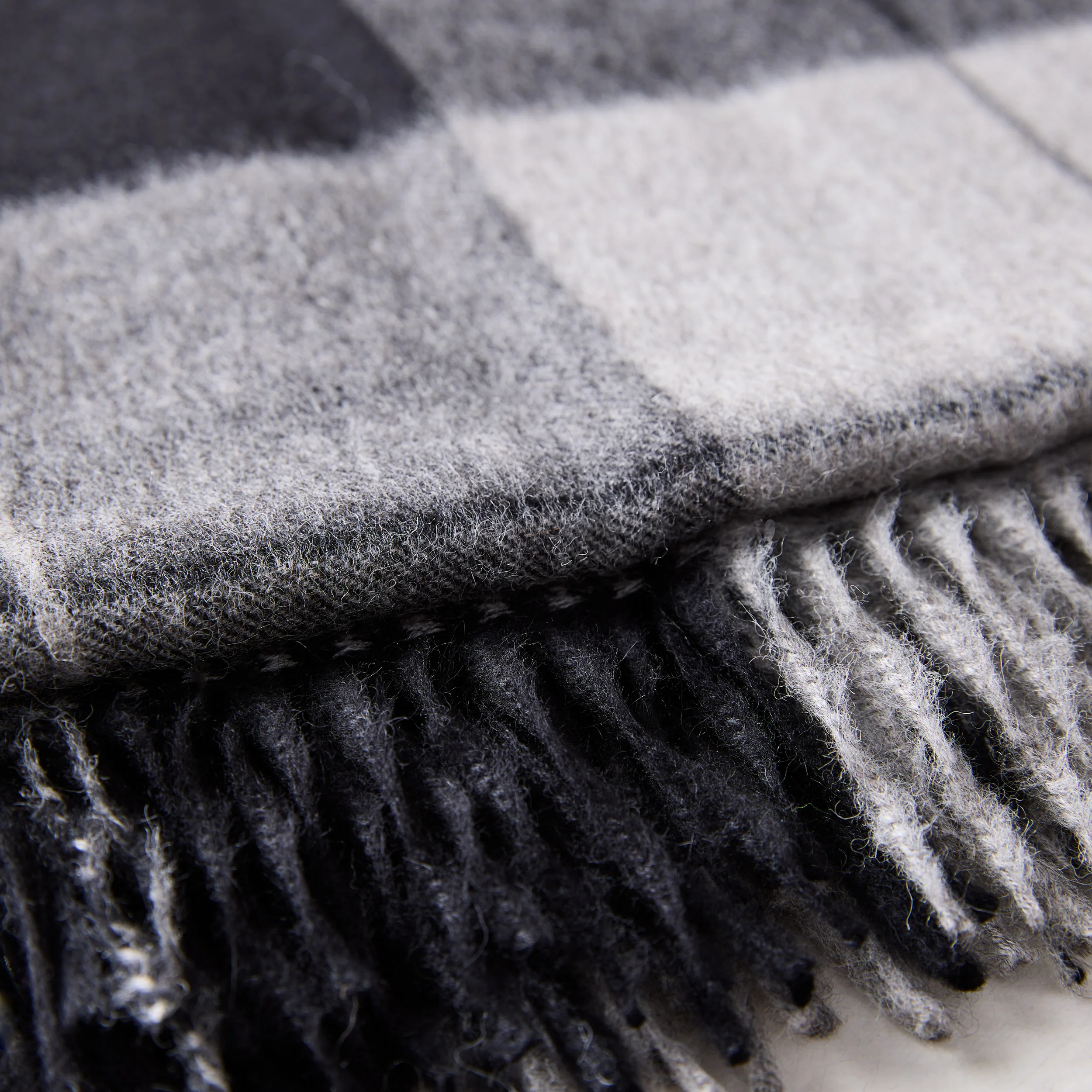 Diane Keaton + Hudson Grace Alpaca Charcoal Plaid Throw Blanket - Image 3
