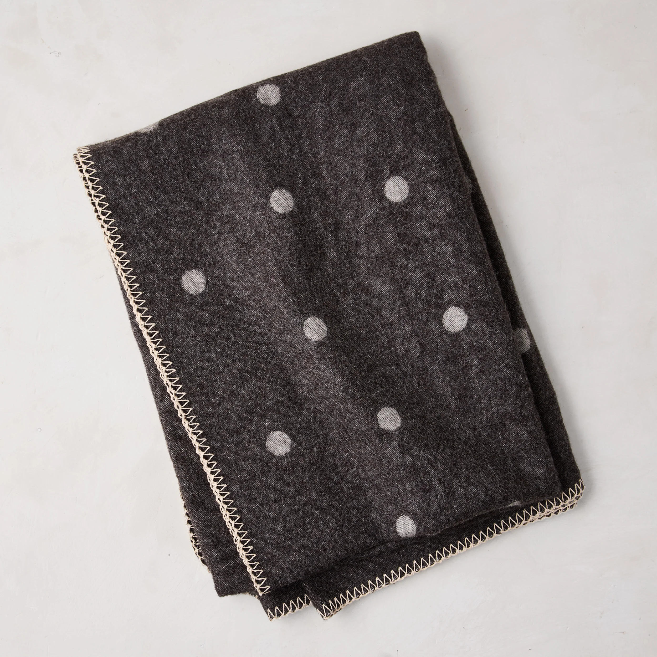 Diane Keaton + Hudson Grace Alpaca Grey Polka Dot Throw Blanket - Image 3