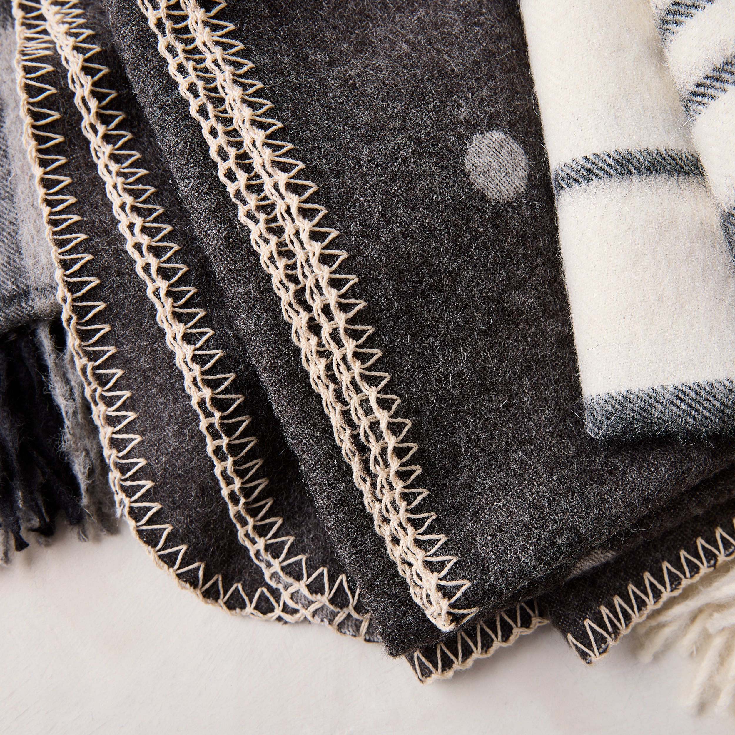 Diane Keaton + Hudson Grace Alpaca Grey Polka Dot Throw Blanket - Image 4