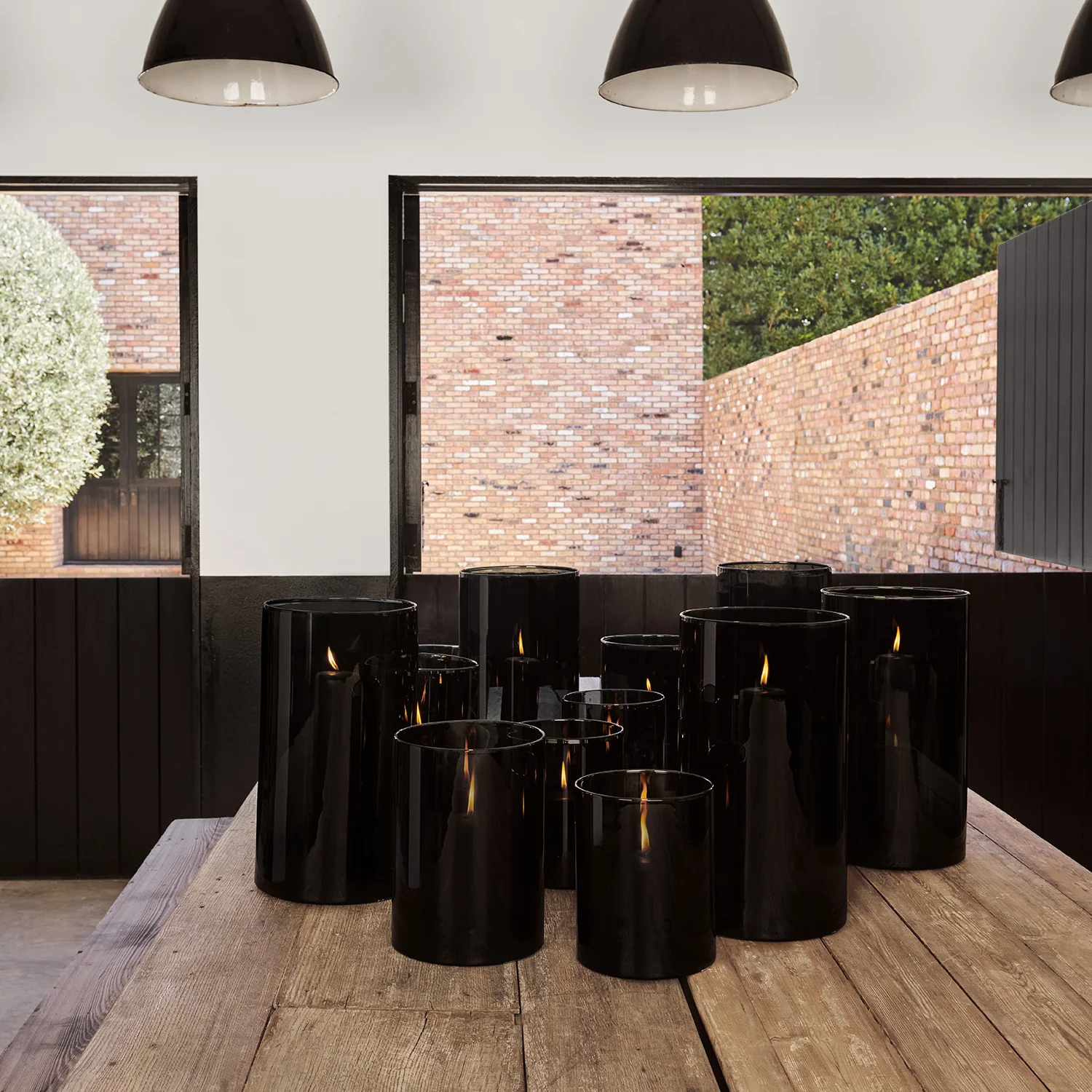 Diane Keaton + Hudson Grace Large Smoke Grey Glass Hurricane - Image 7