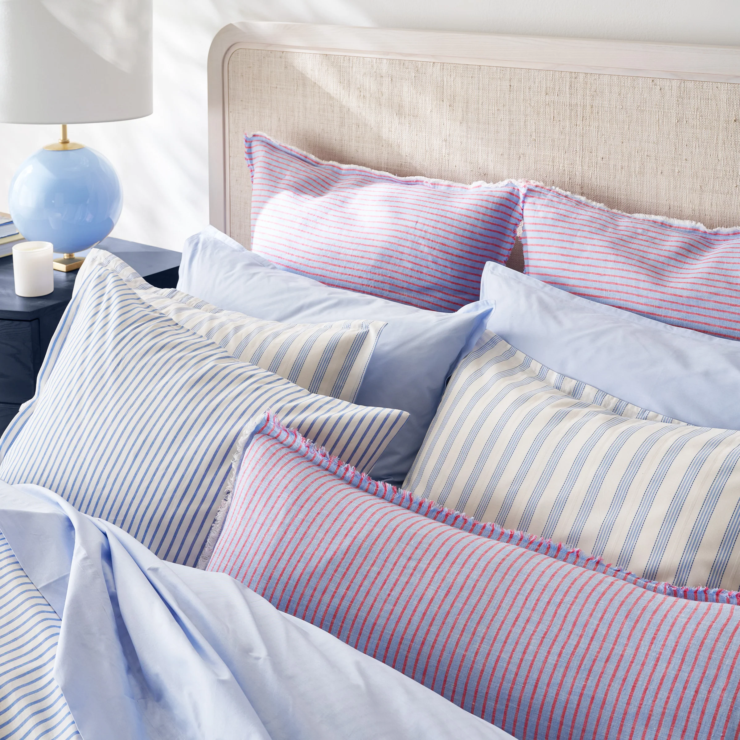 Dobby Blue Stripe Cotton Euro Shams, Set of 2 - Image 2
