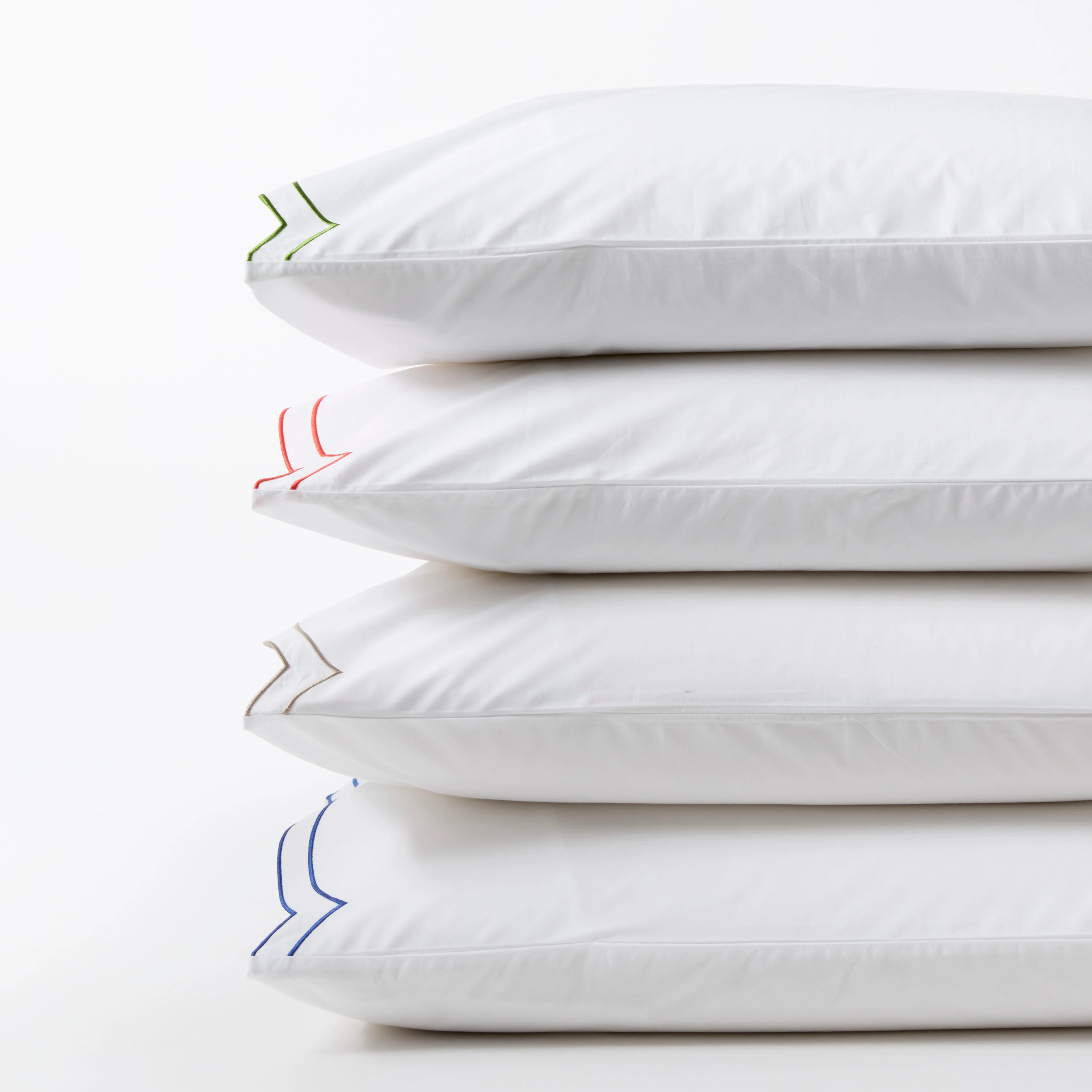 Blue Double Scallop Stitch Percale Sheet Set - Image 4