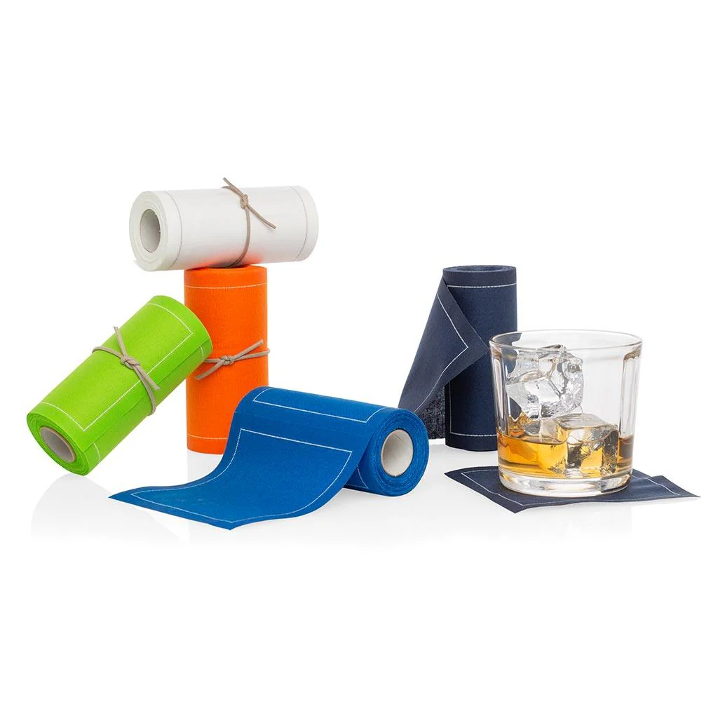 Cream Tear-Off Cotton Cocktail Napkin, Roll of 50 - Image 3