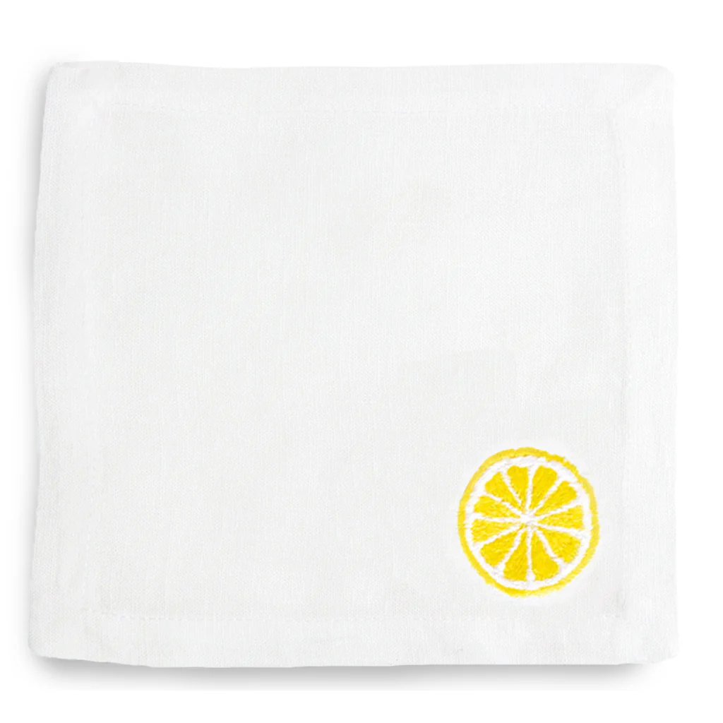 Embroidered Lemon Cocktail Napkin Coaster, set of 4 - Image 3