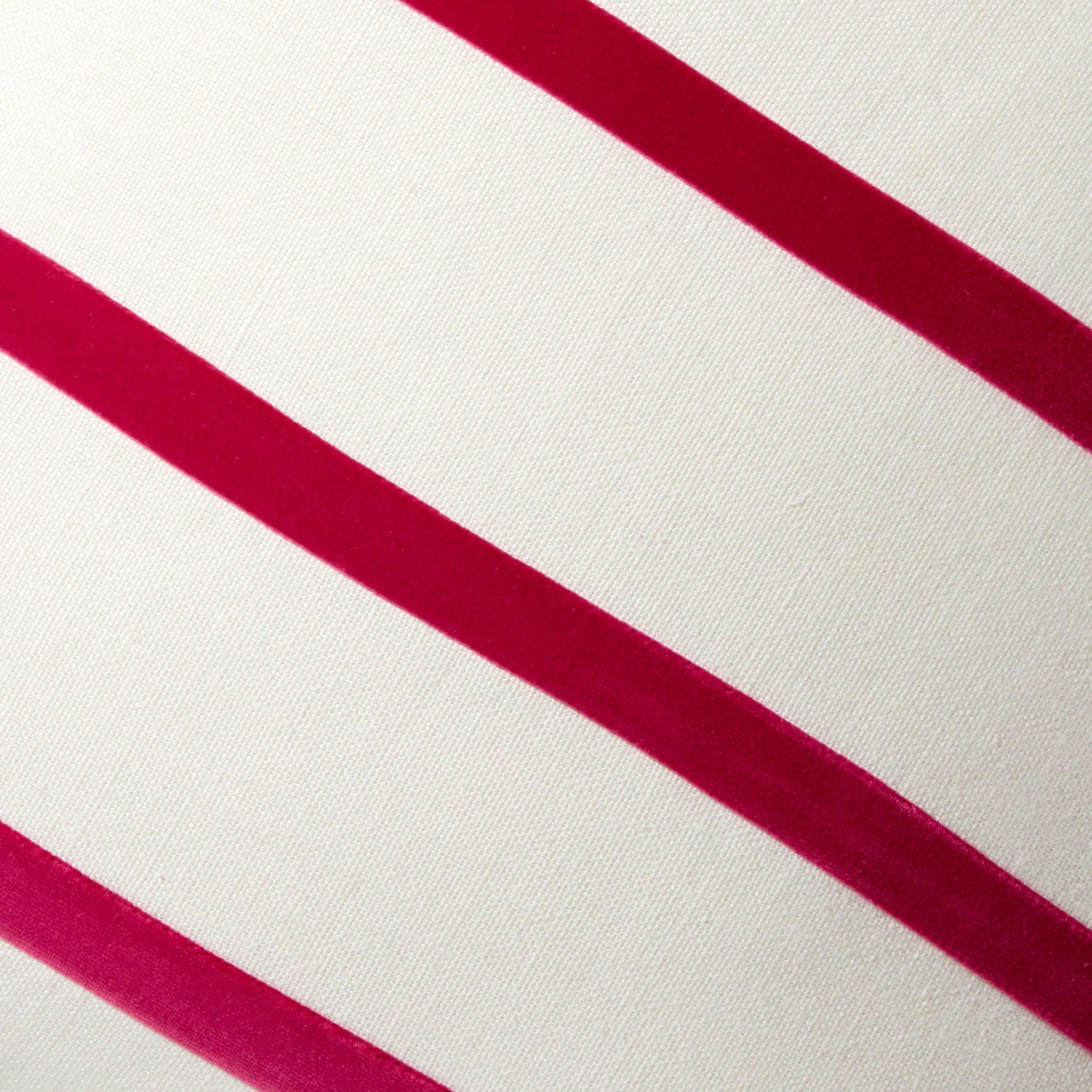 Fuchsia Pink and Ivory Thin Velvet Stripe Pillow - Image 2