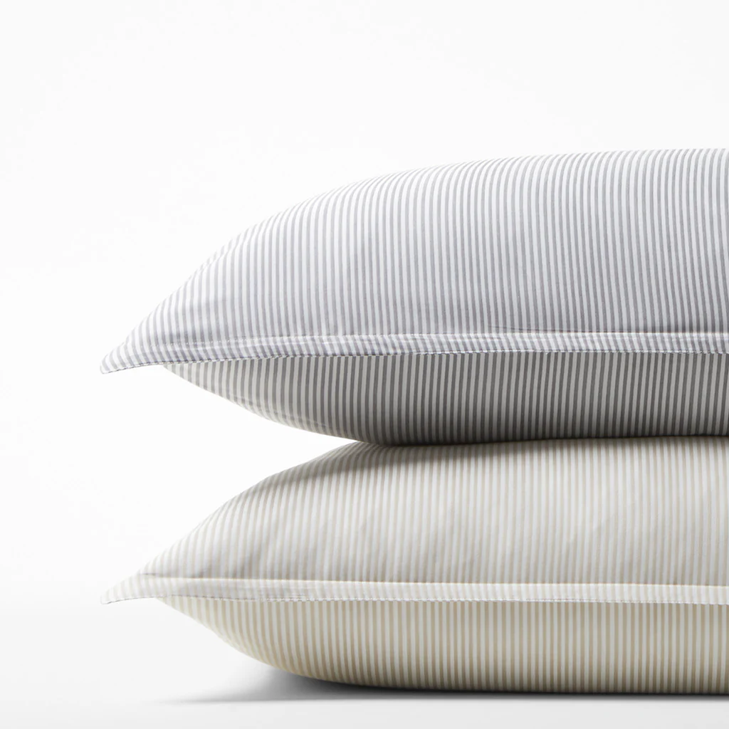 Grey Stripe Cotton-Chambray Pillow Shams, Set of 2 - Image 4