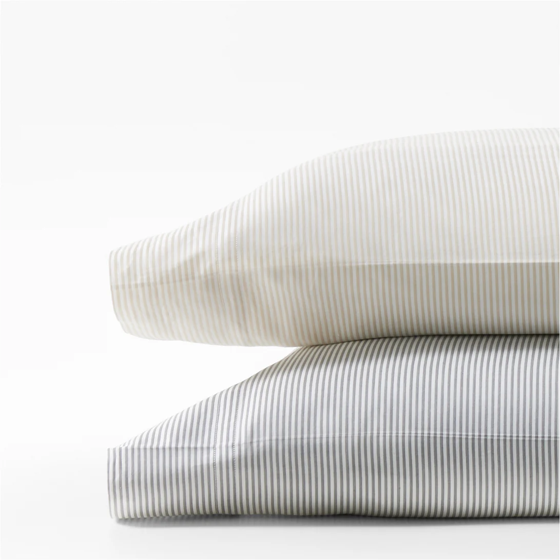 Grey Stripe Cotton-Chambray Sheet Set - Image 4