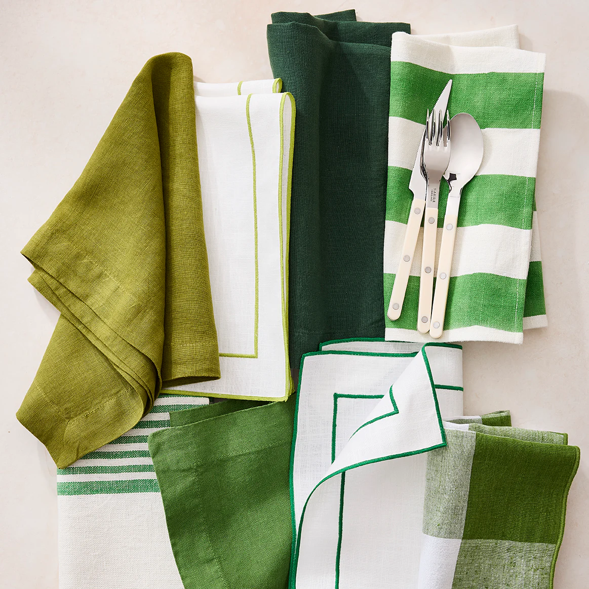 Green Hampton Cotton Stripe Napkin - Image 3