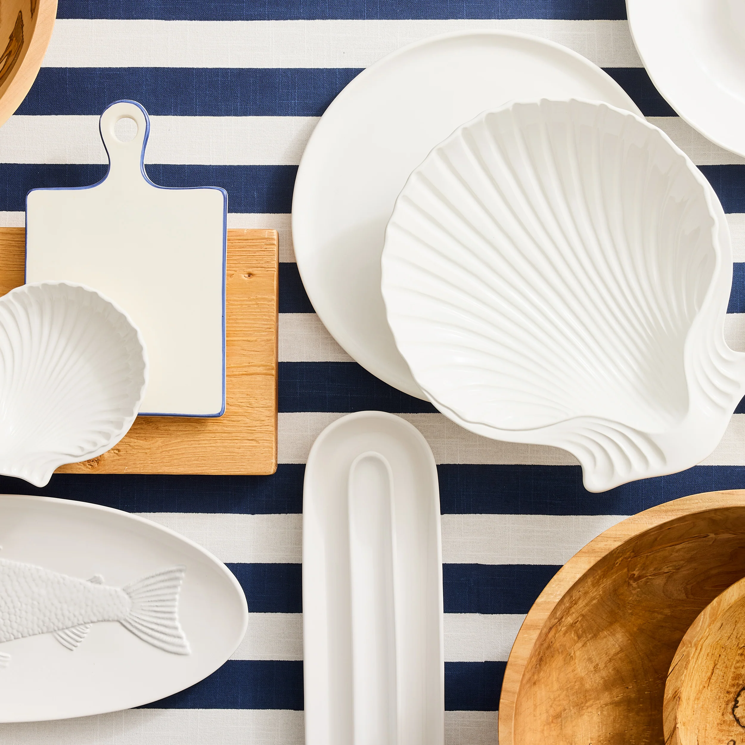 Navy Hampton Stripe Tablecloth - Image 2