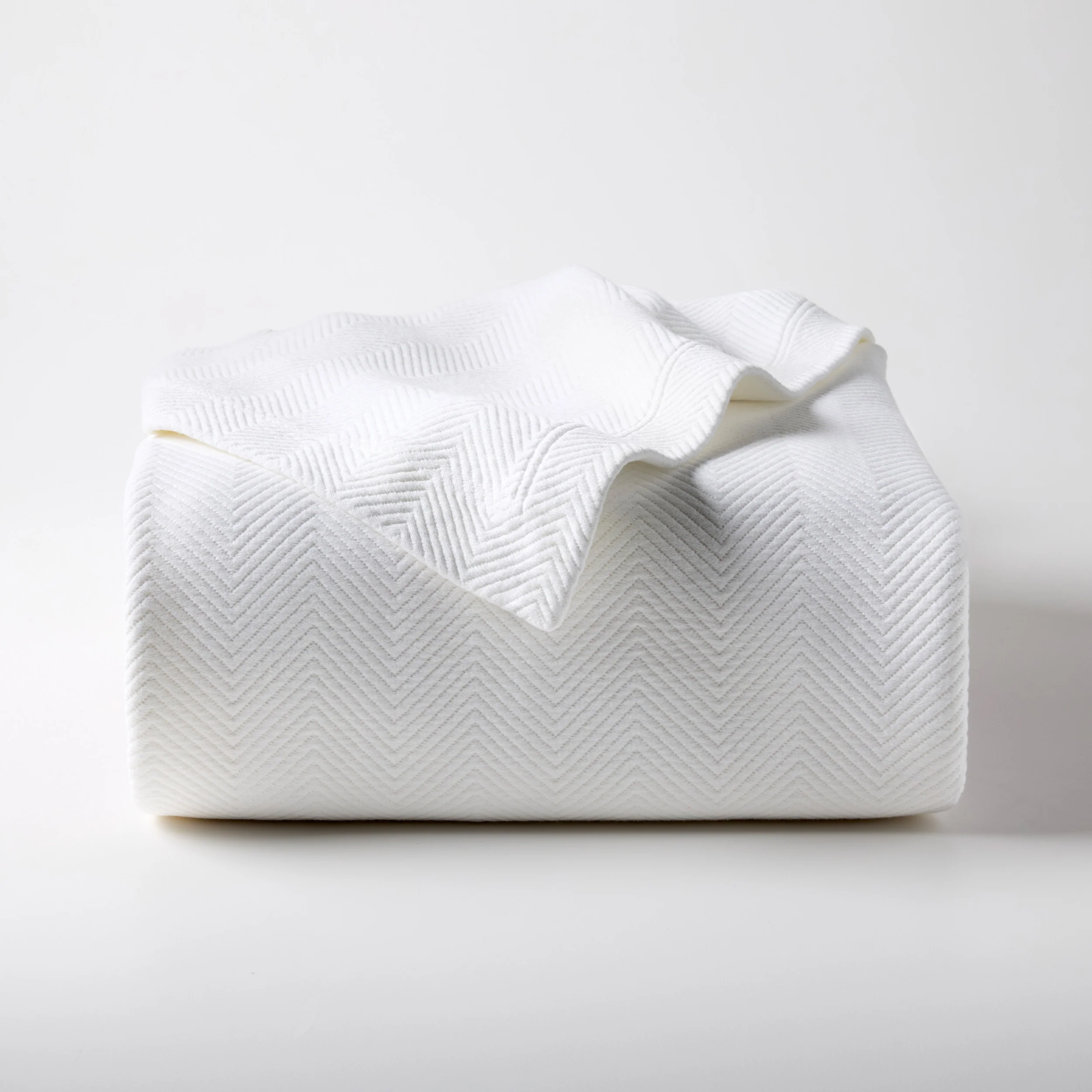 Herringbone White Matelassé Coverlet